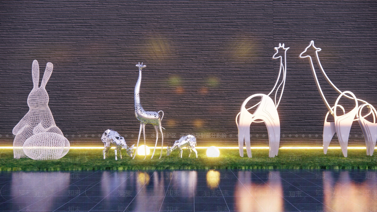 现代动物主题金属镂空雕塑SU模型下载【ID:1153697228】