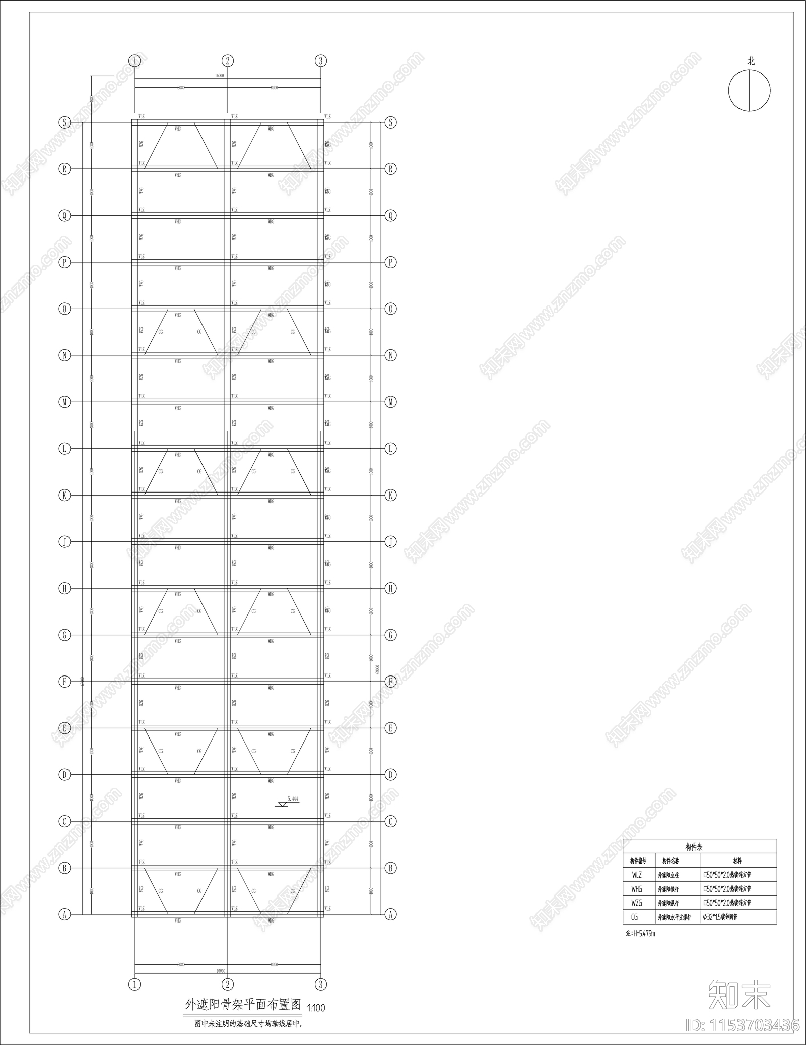 连栋温室大棚建筑cad施工图下载【ID:1153703436】