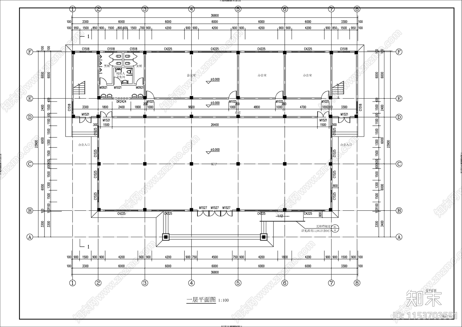 农产品示范基地建筑cad施工图下载【ID:1153703551】