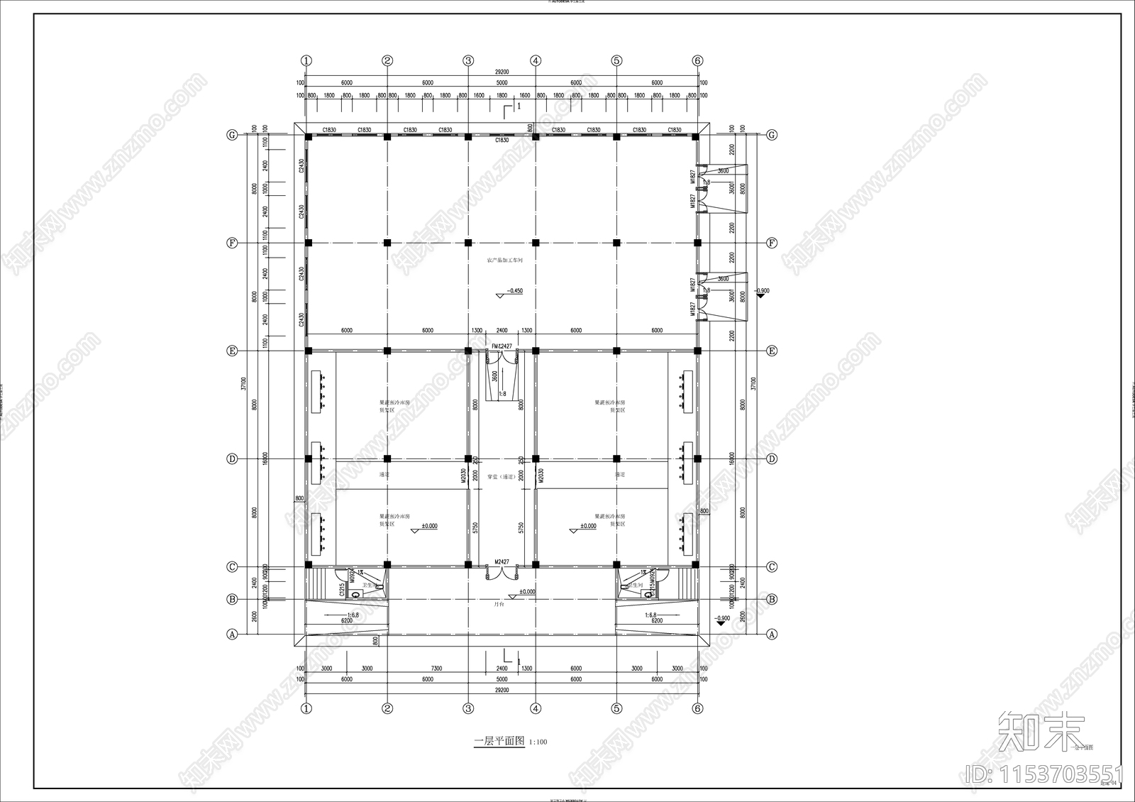 农产品示范基地建筑cad施工图下载【ID:1153703551】