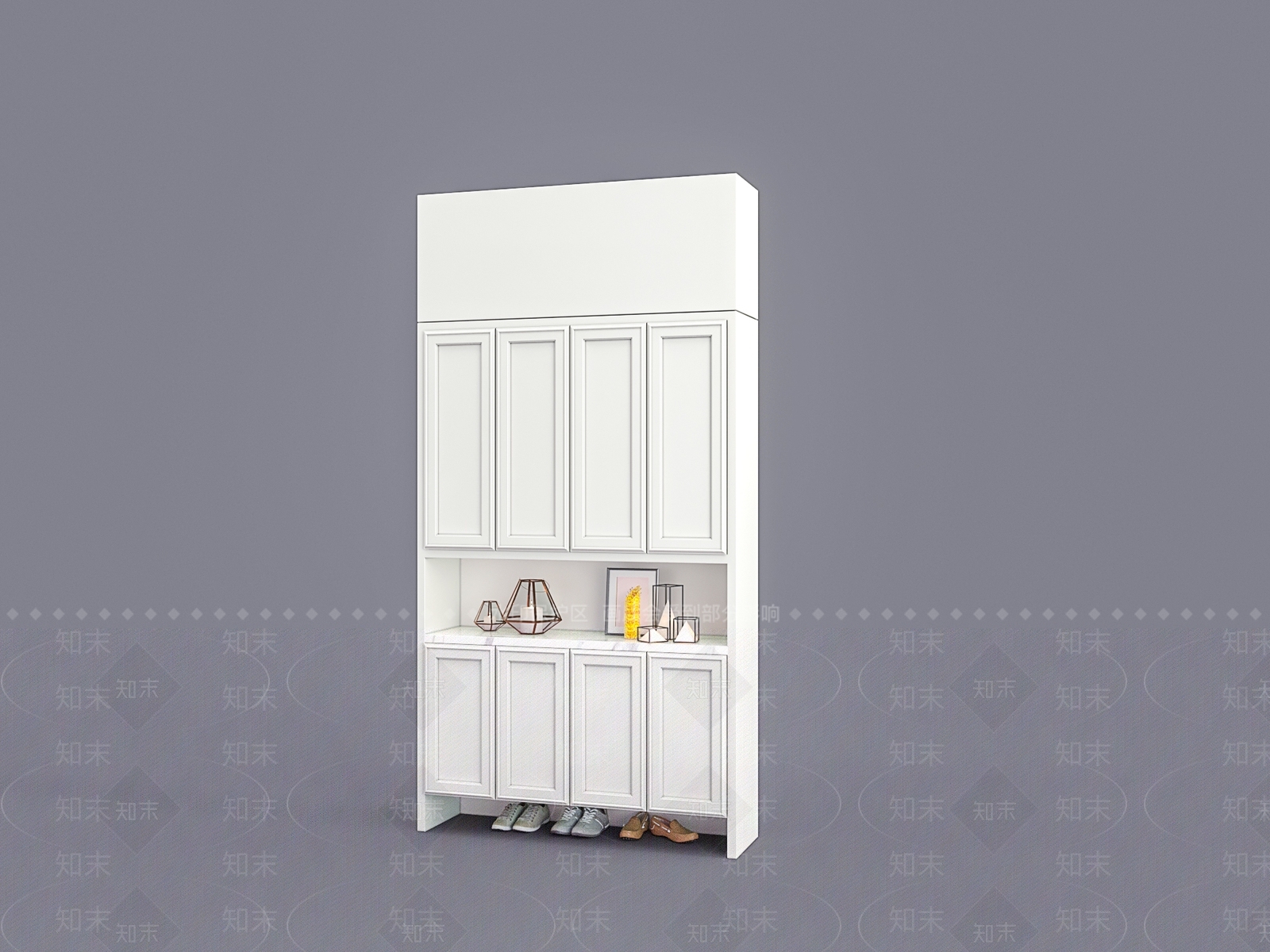 简欧白色鞋柜3D模型下载【ID:1153703549】
