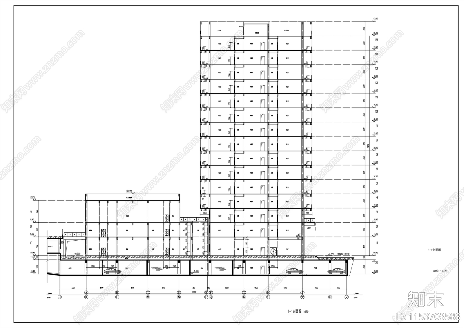 科创办公楼建筑cad施工图下载【ID:1153703588】