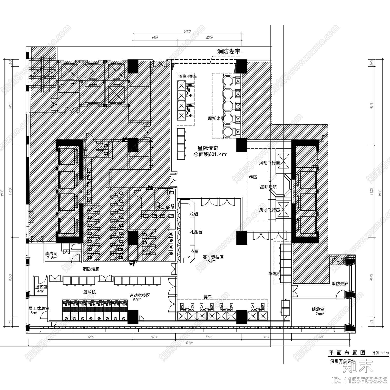 深圳万象天地电玩城室内cad施工图下载【ID:1153703986】