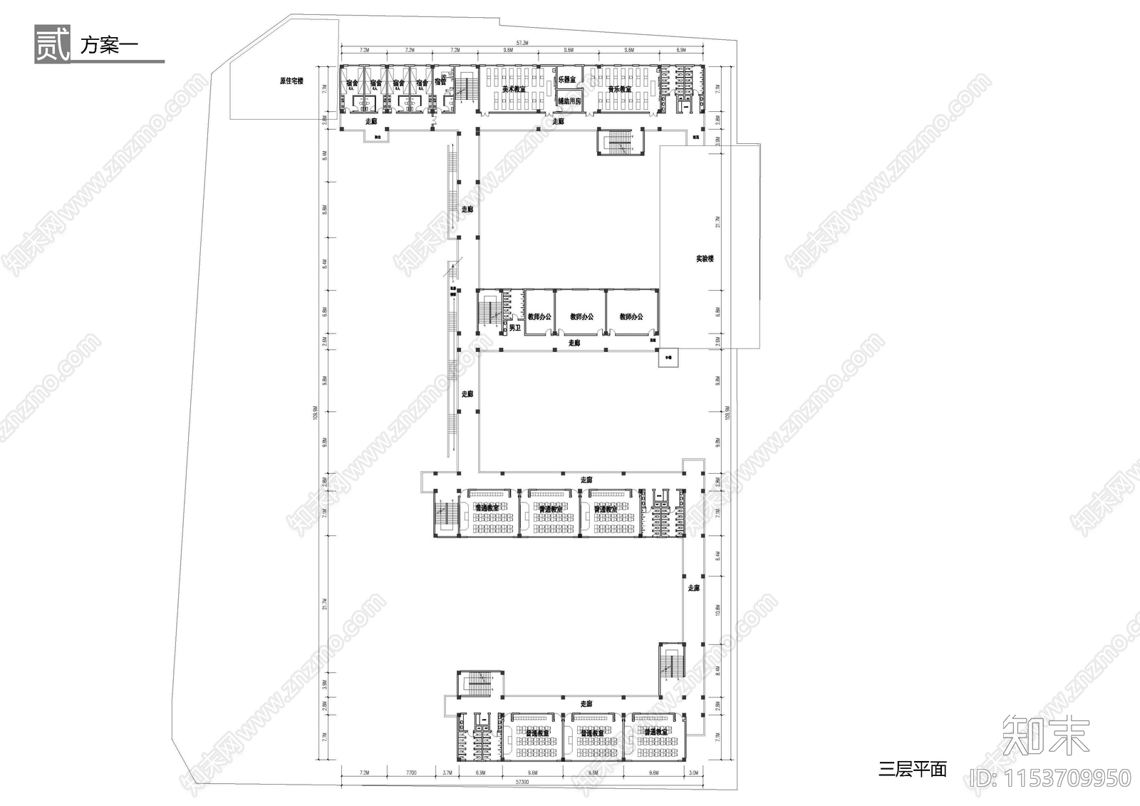 学校建筑cad施工图下载【ID:1153709950】