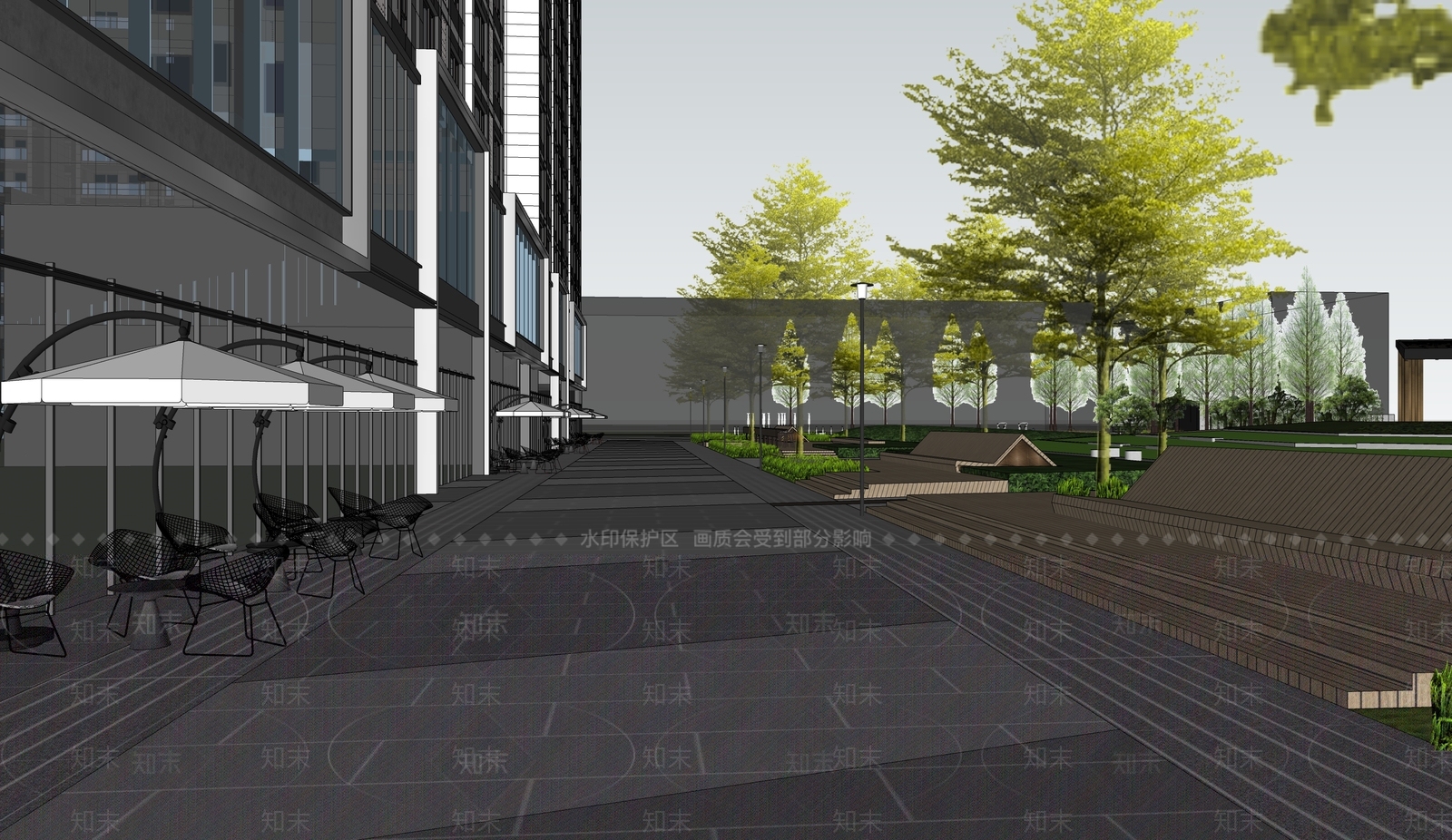 现代商业广场设计SU模型下载【ID:1153710437】