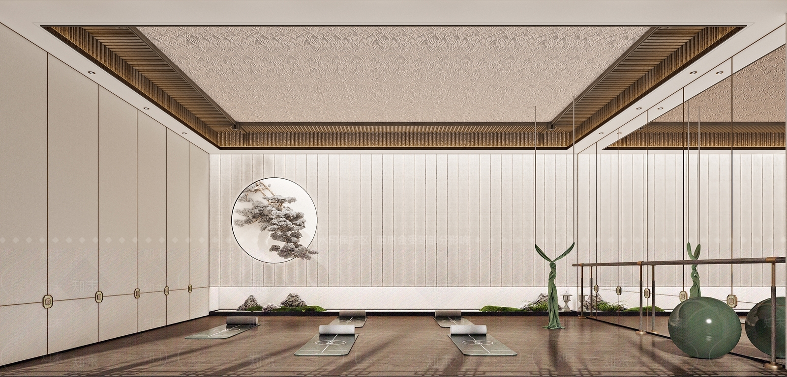 新中式瑜伽室SU模型下载【ID:1153710906】