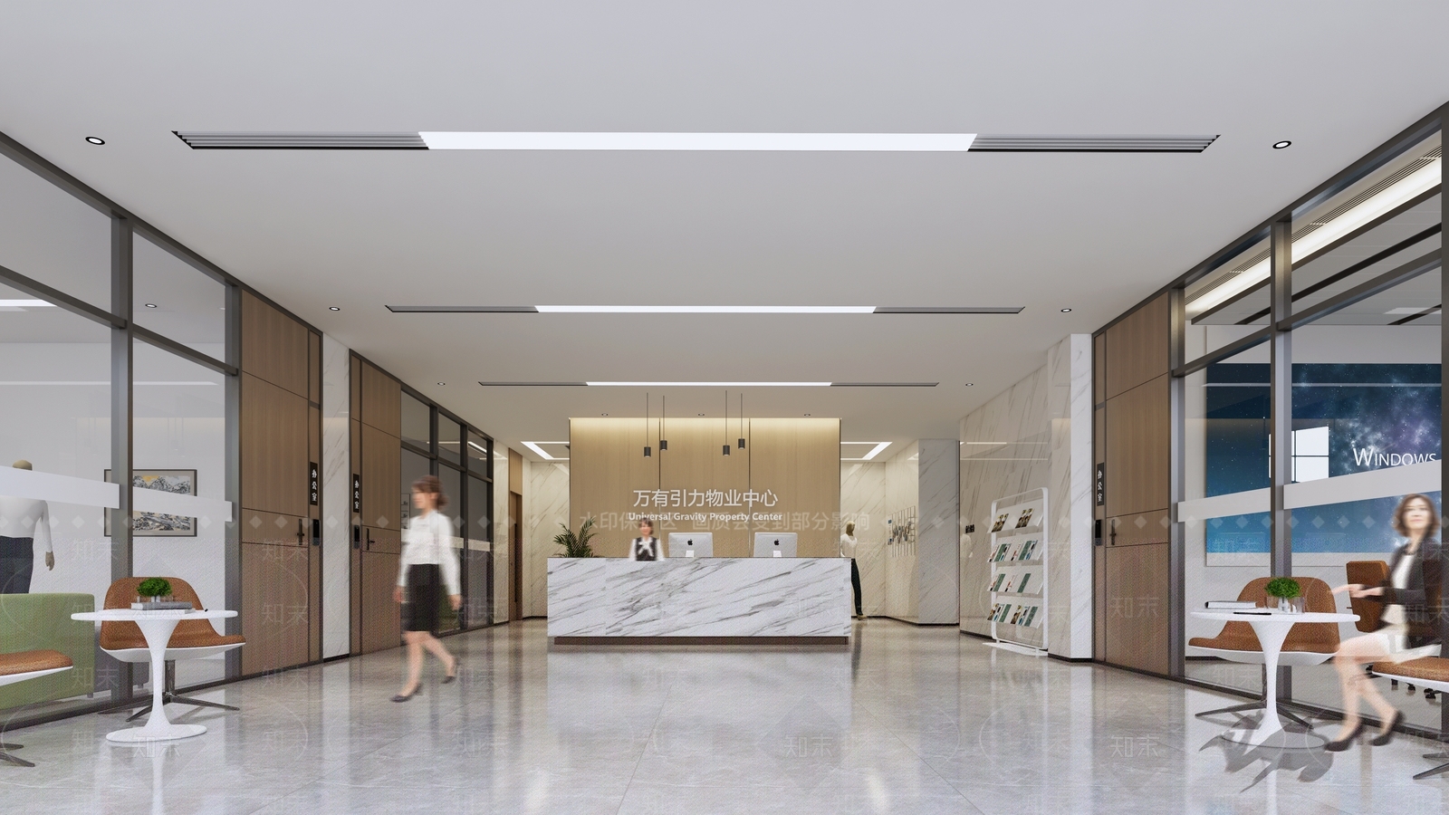 现代物业办公大厅SU模型下载【ID:1153711076】