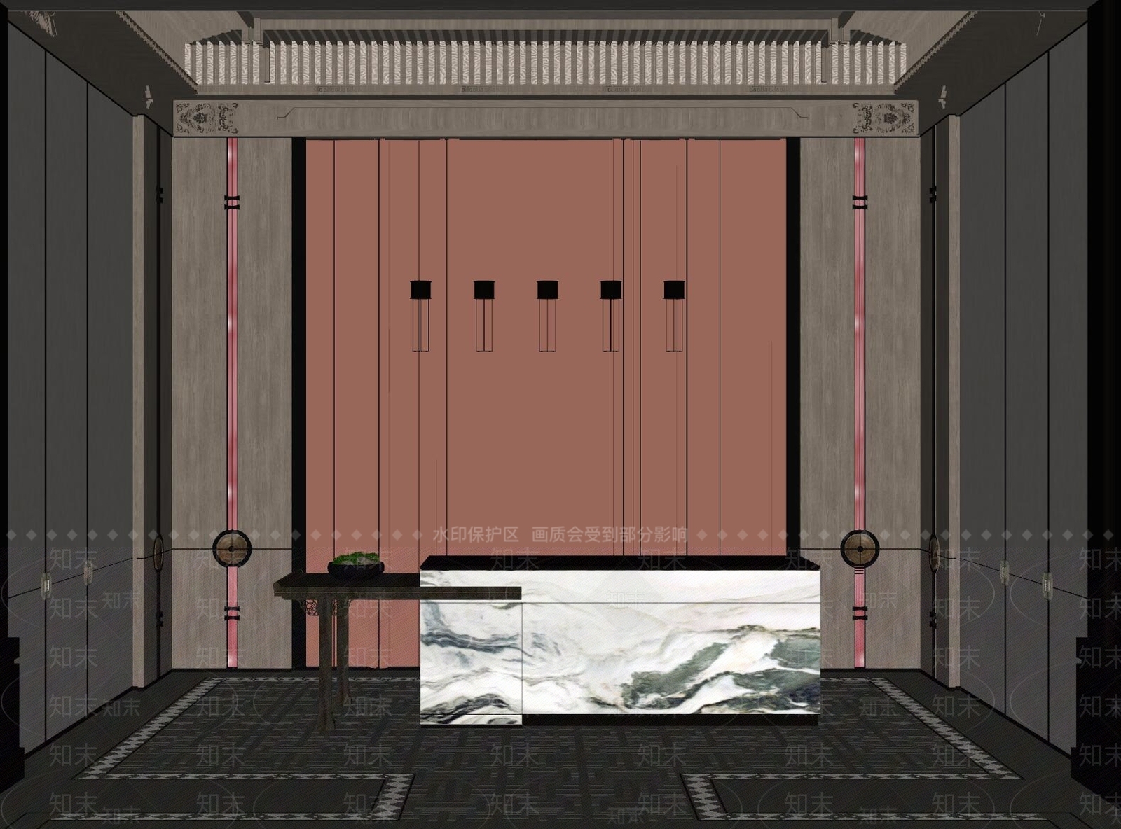 新中式售楼处SU模型下载【ID:1153711122】