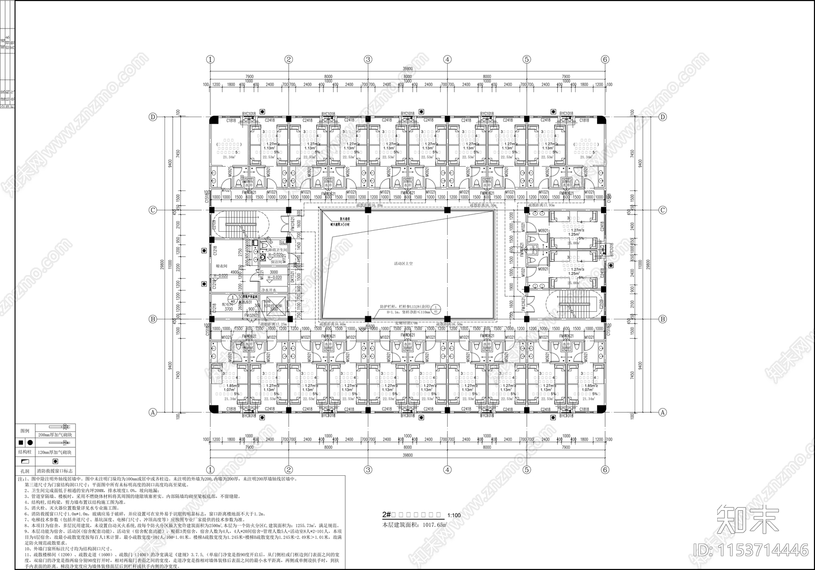 宿舍楼建筑cad施工图下载【ID:1153714446】