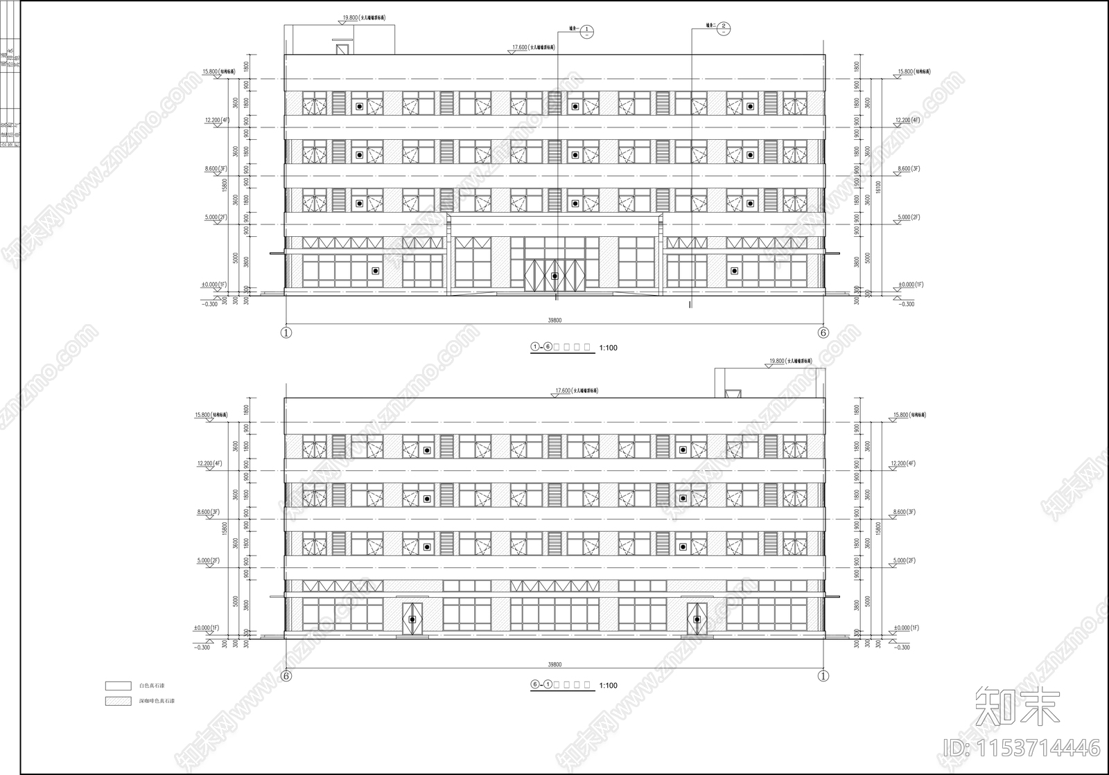 宿舍楼建筑cad施工图下载【ID:1153714446】