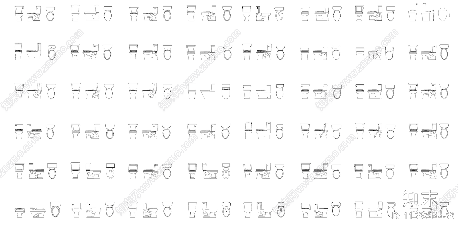 室内卫生间马桶施工图下载【ID:1153714453】