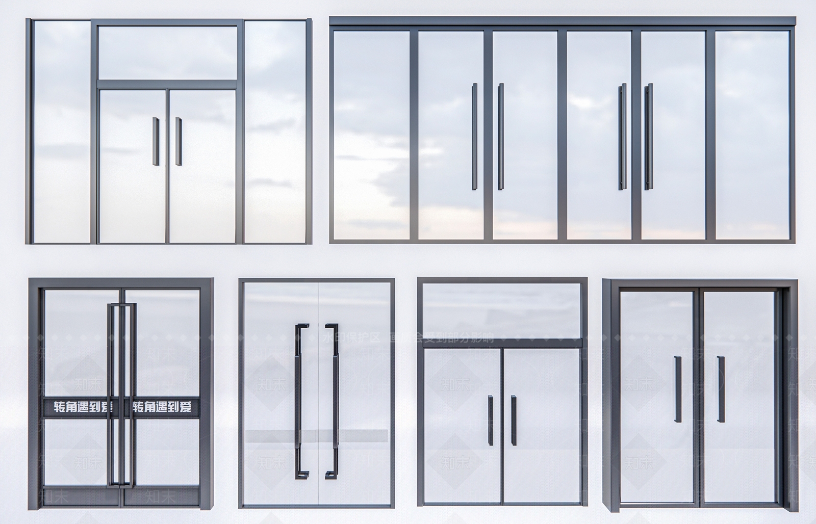 现代玻璃双开门3D模型下载【ID:1153718016】