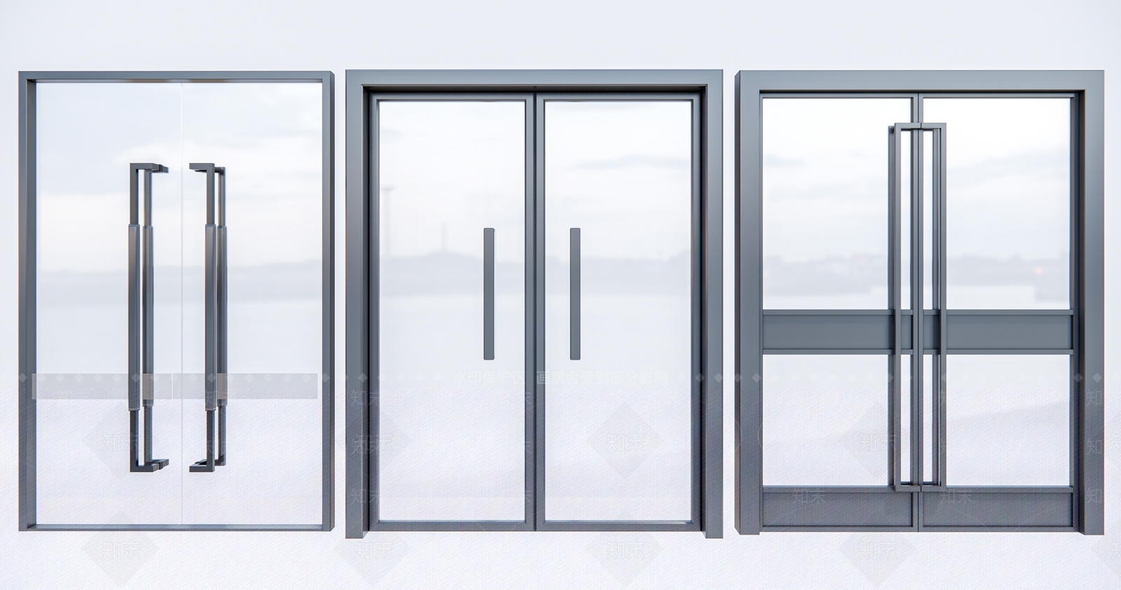 现代玻璃双开门3D模型下载【ID:1153718047】