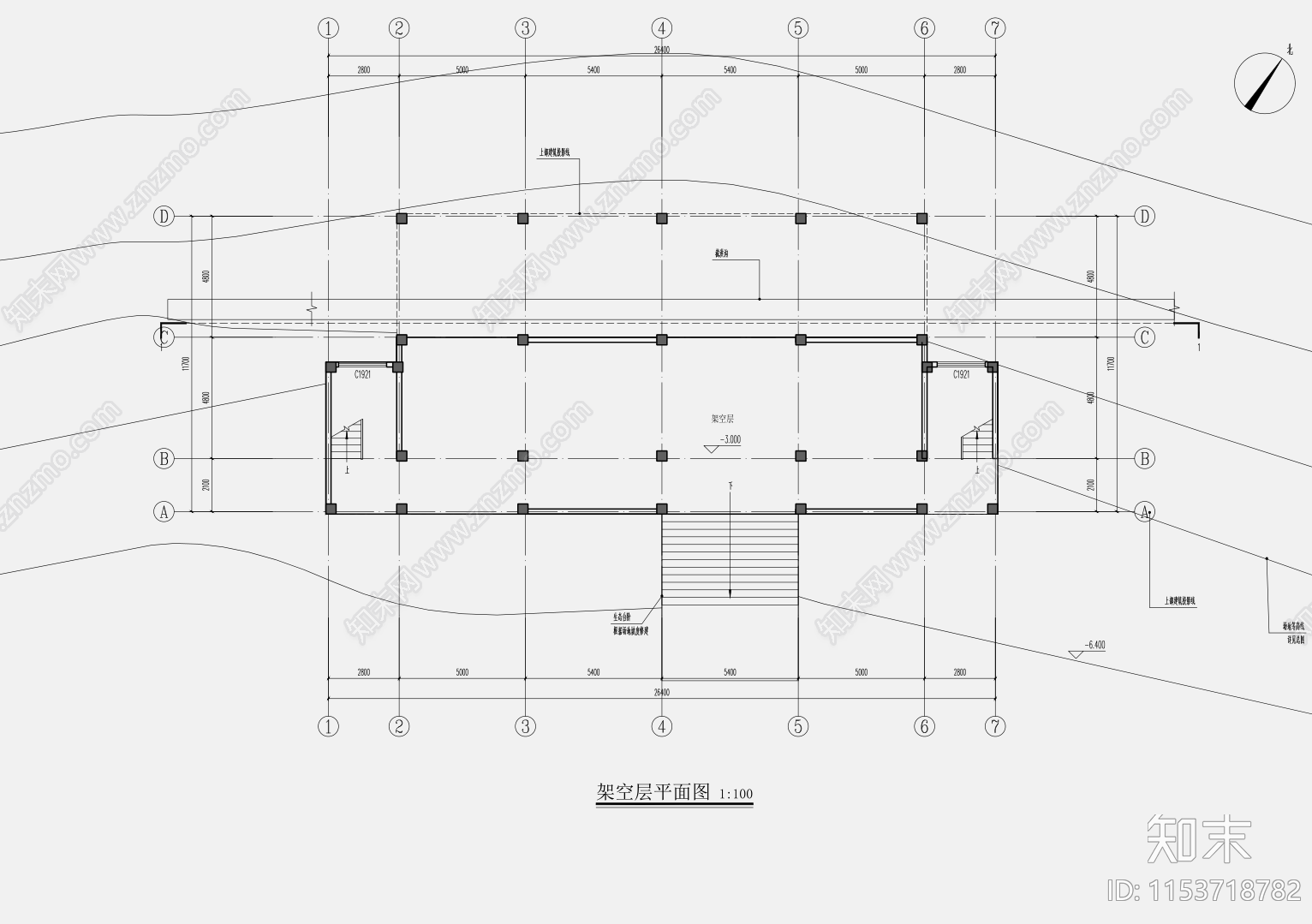 26X12M1100平中式山地四层民宿建筑cad施工图下载【ID:1153718782】