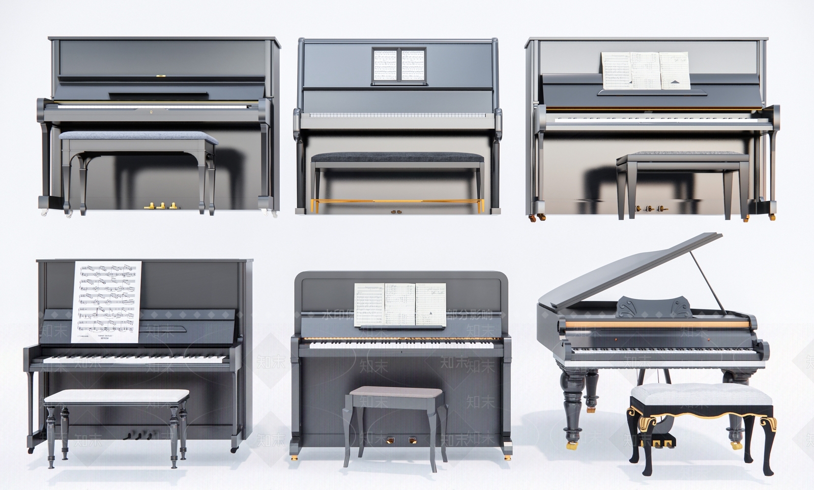 现代钢琴组合3D模型下载【ID:1153720424】