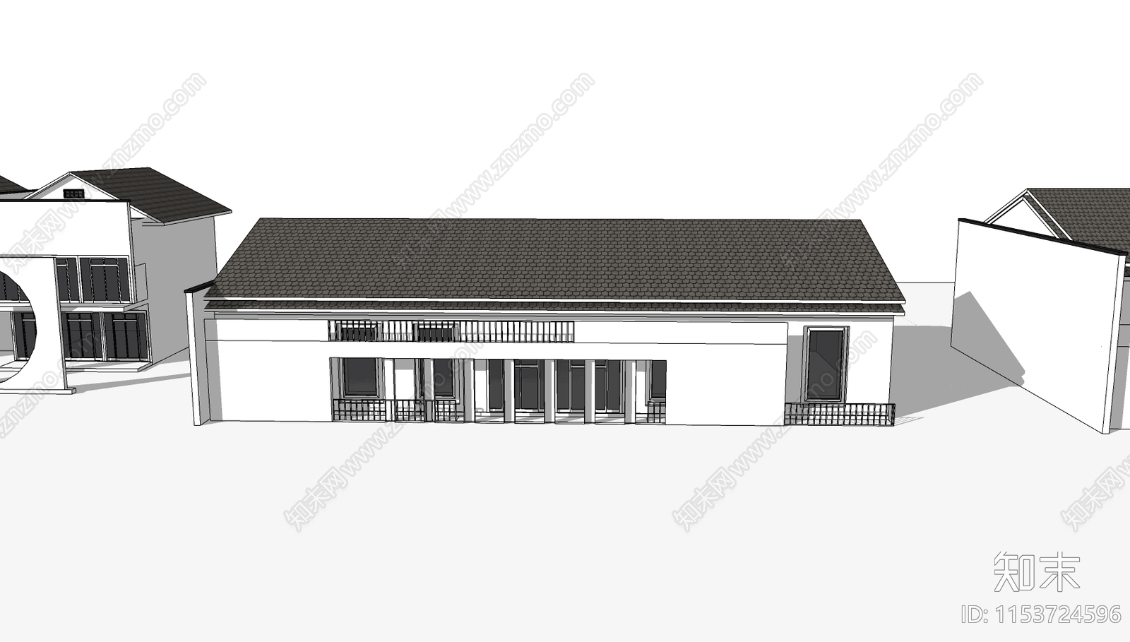 新中式乡村民房SU模型下载【ID:1153724596】