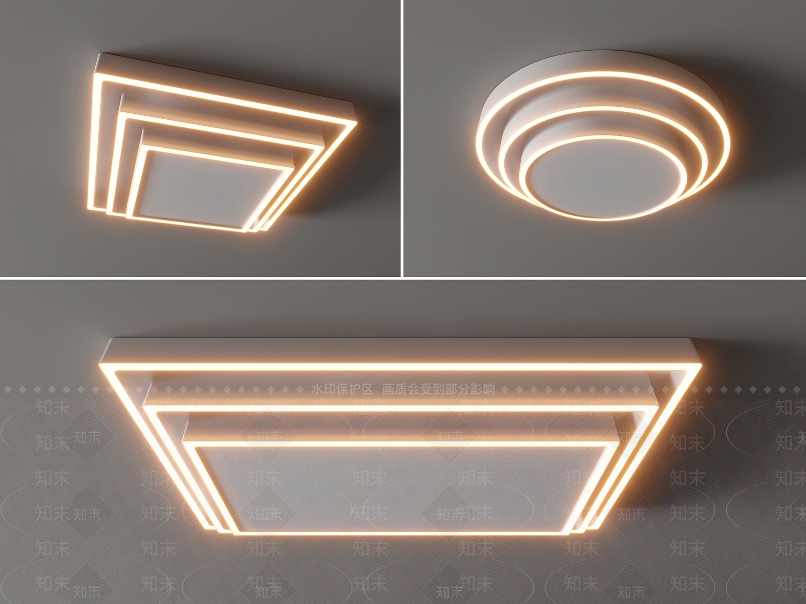 现代吸顶灯3D模型下载【ID:1153733847】