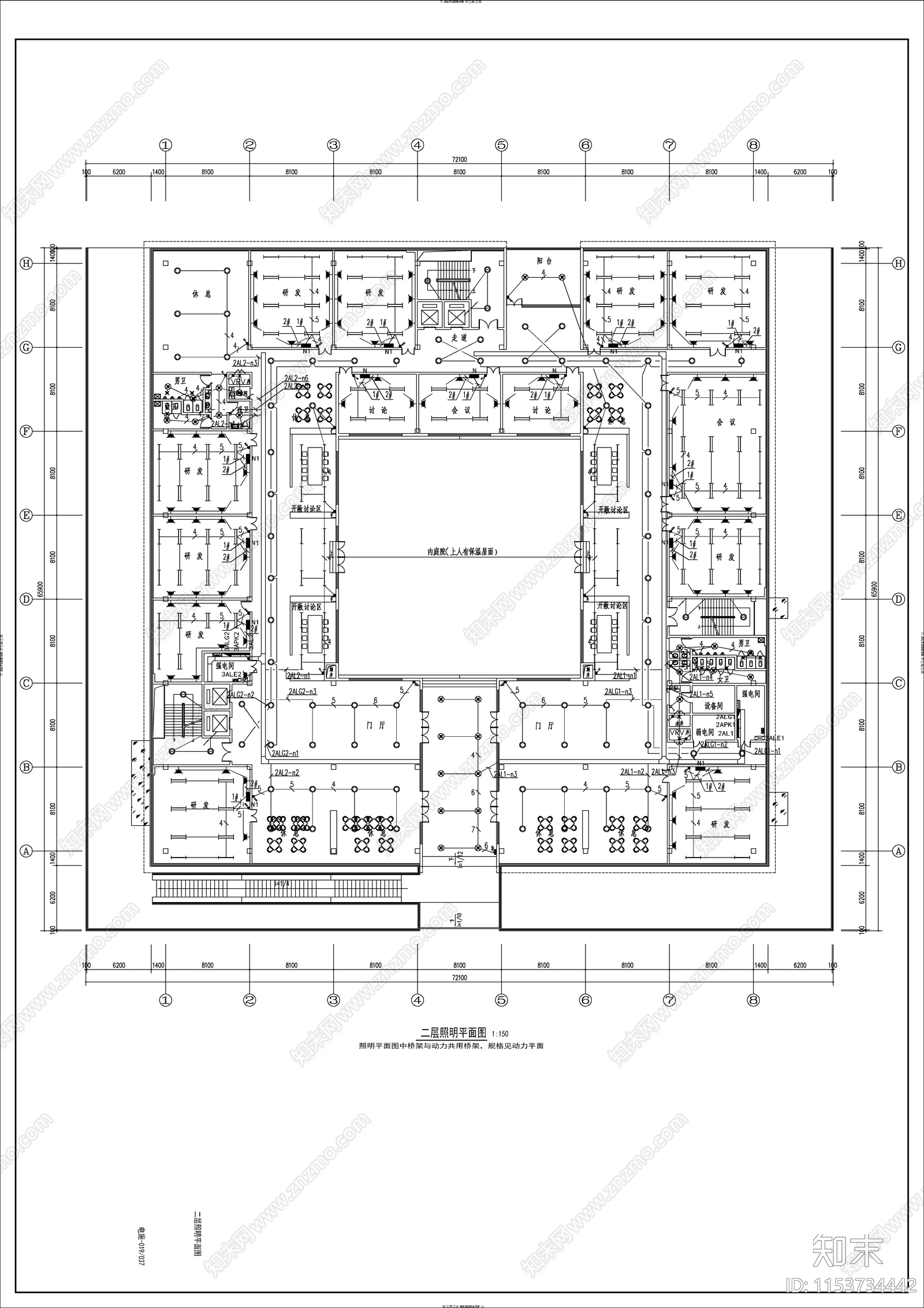 回字形办公大楼电气施工图下载【ID:1153734442】