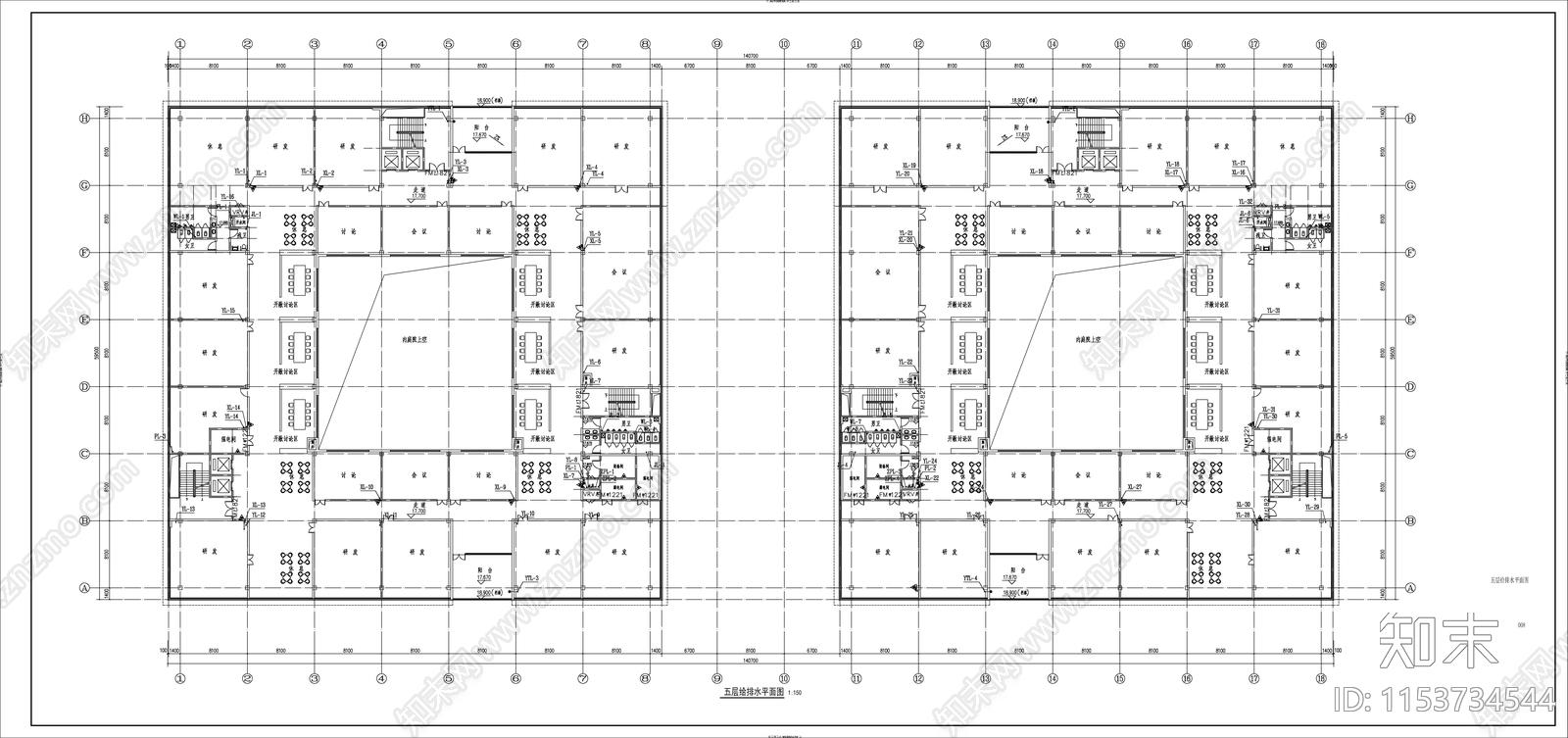 实验办公大楼给排水cad施工图下载【ID:1153734544】