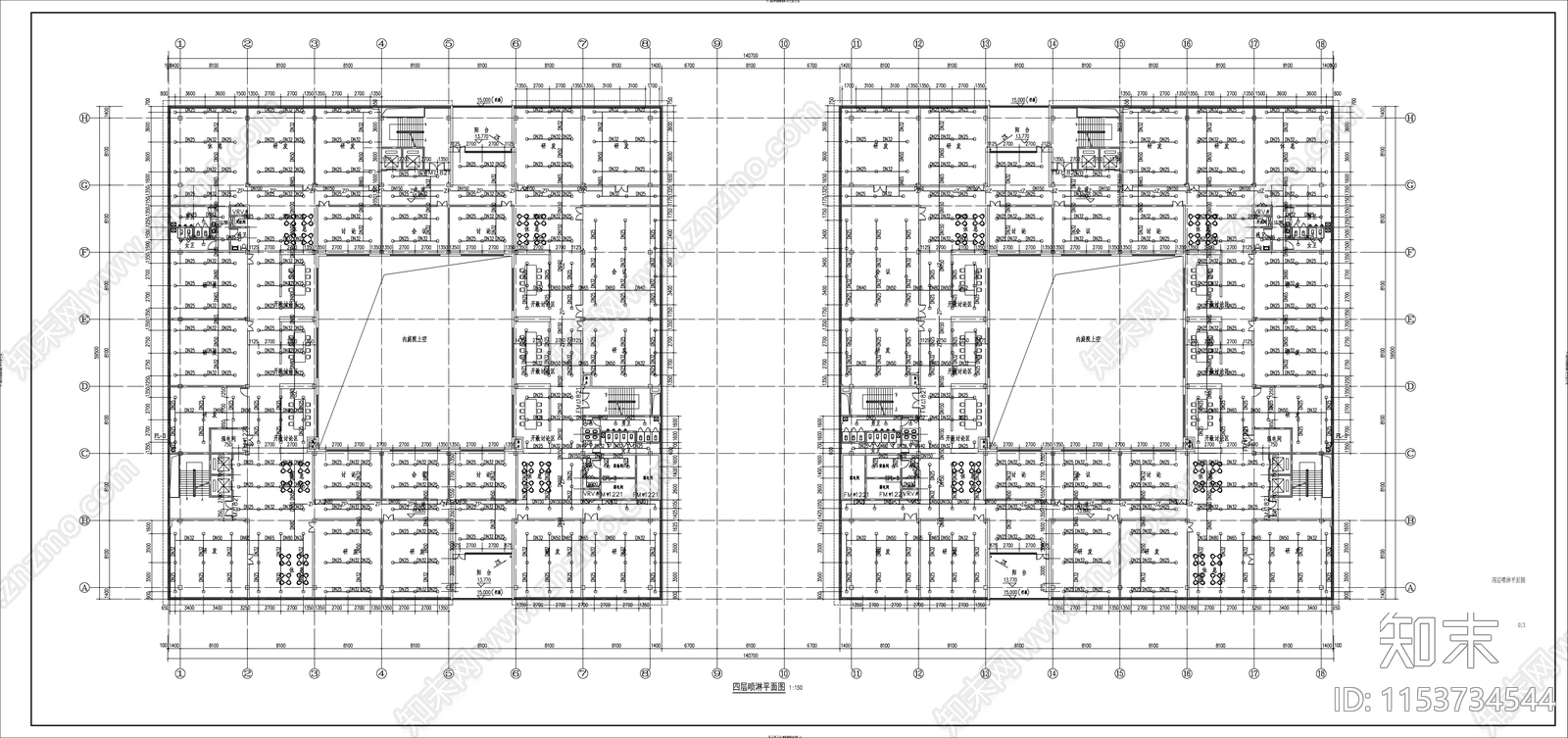 实验办公大楼给排水cad施工图下载【ID:1153734544】