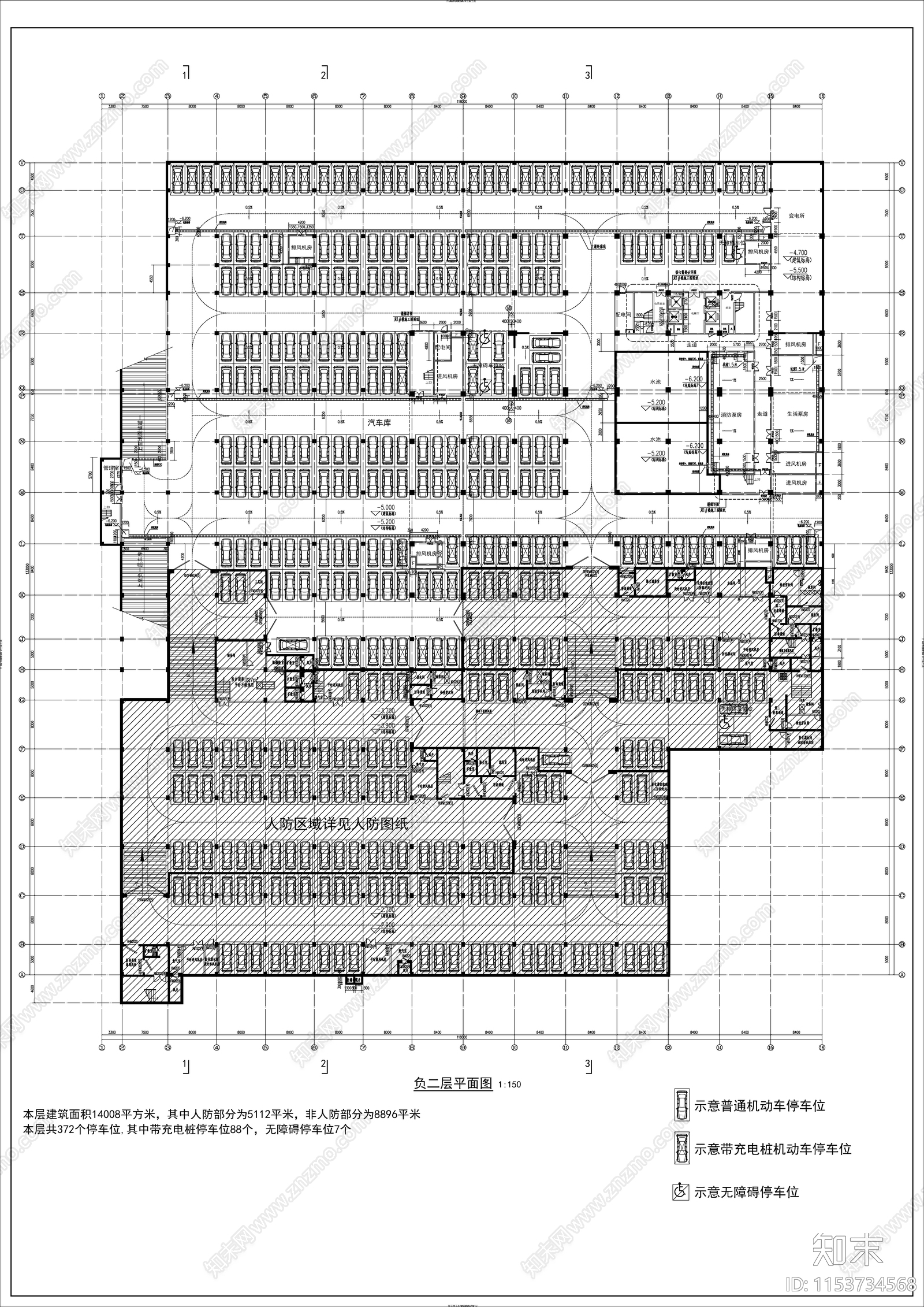 地库全部建筑cad施工图下载【ID:1153734568】