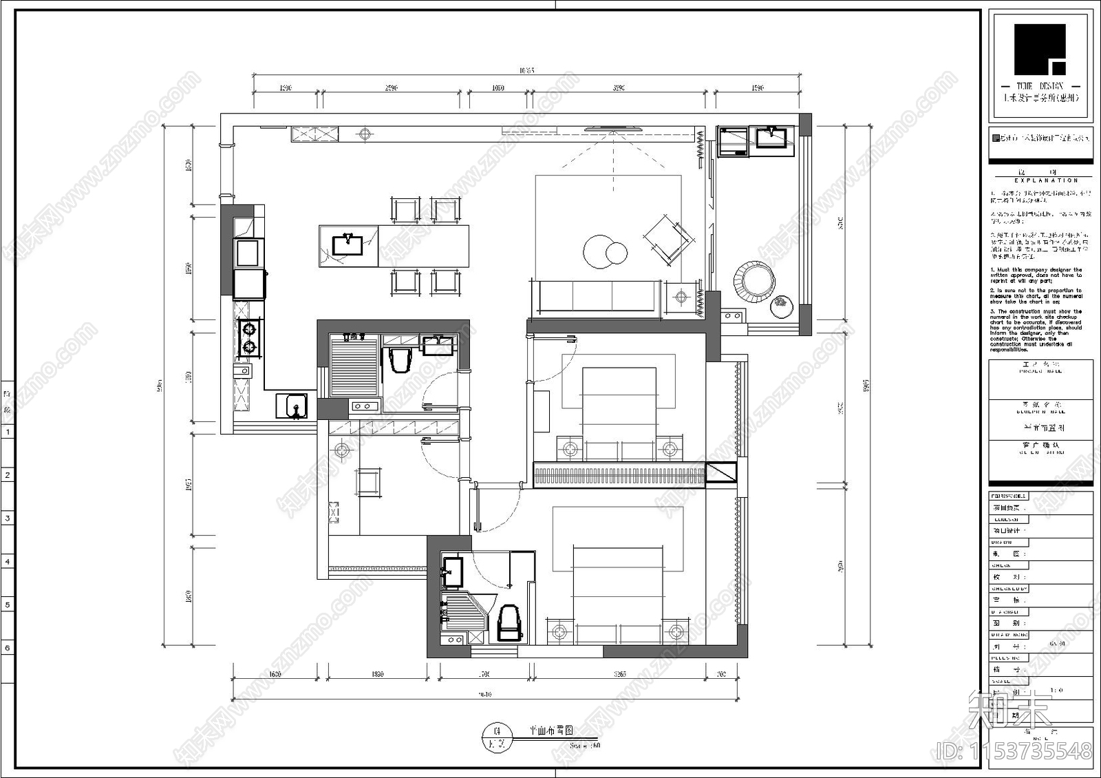 北欧别墅家装空间cad施工图下载【ID:1153735548】