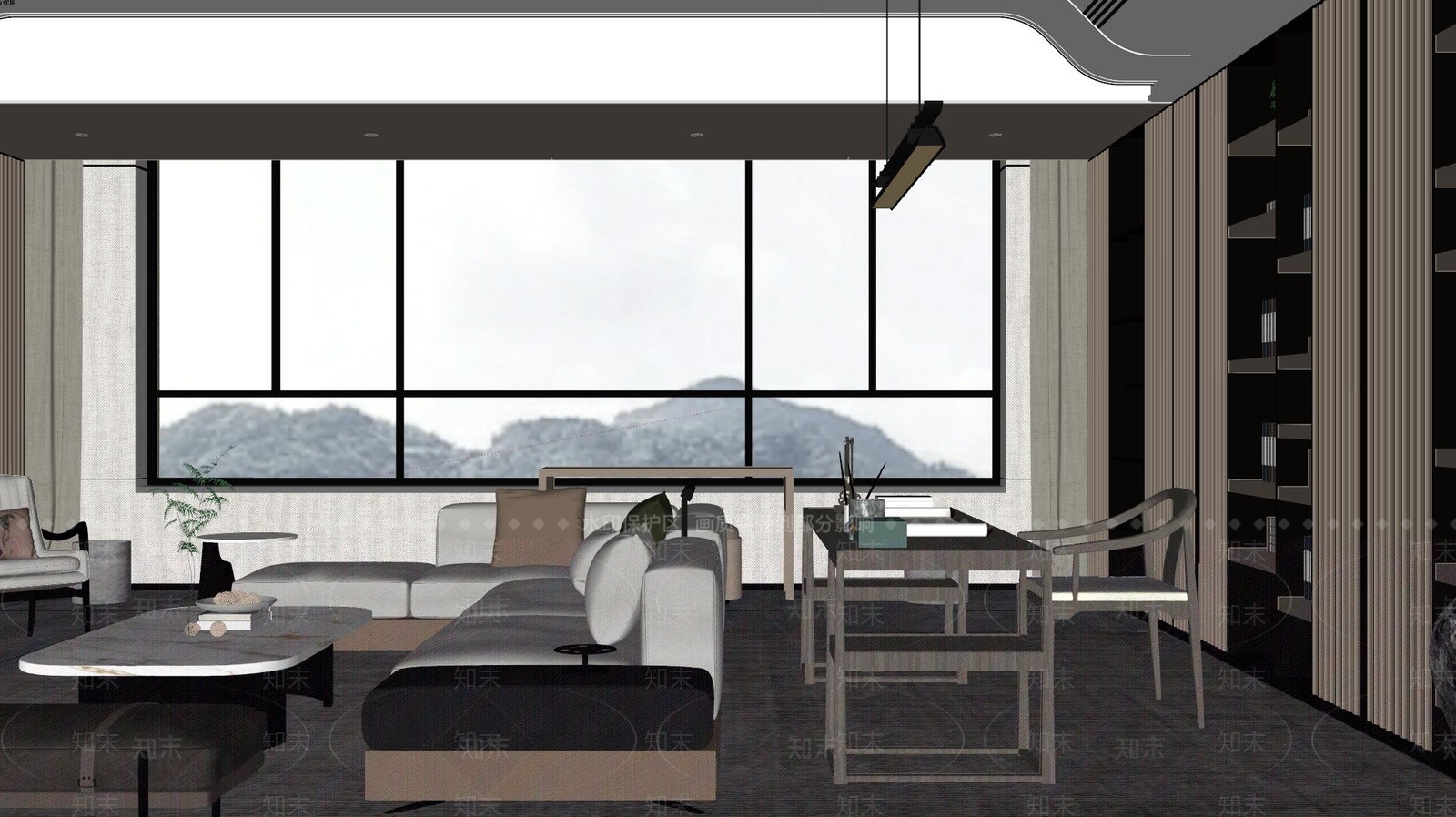 新中式客厅SU模型下载【ID:1153736087】