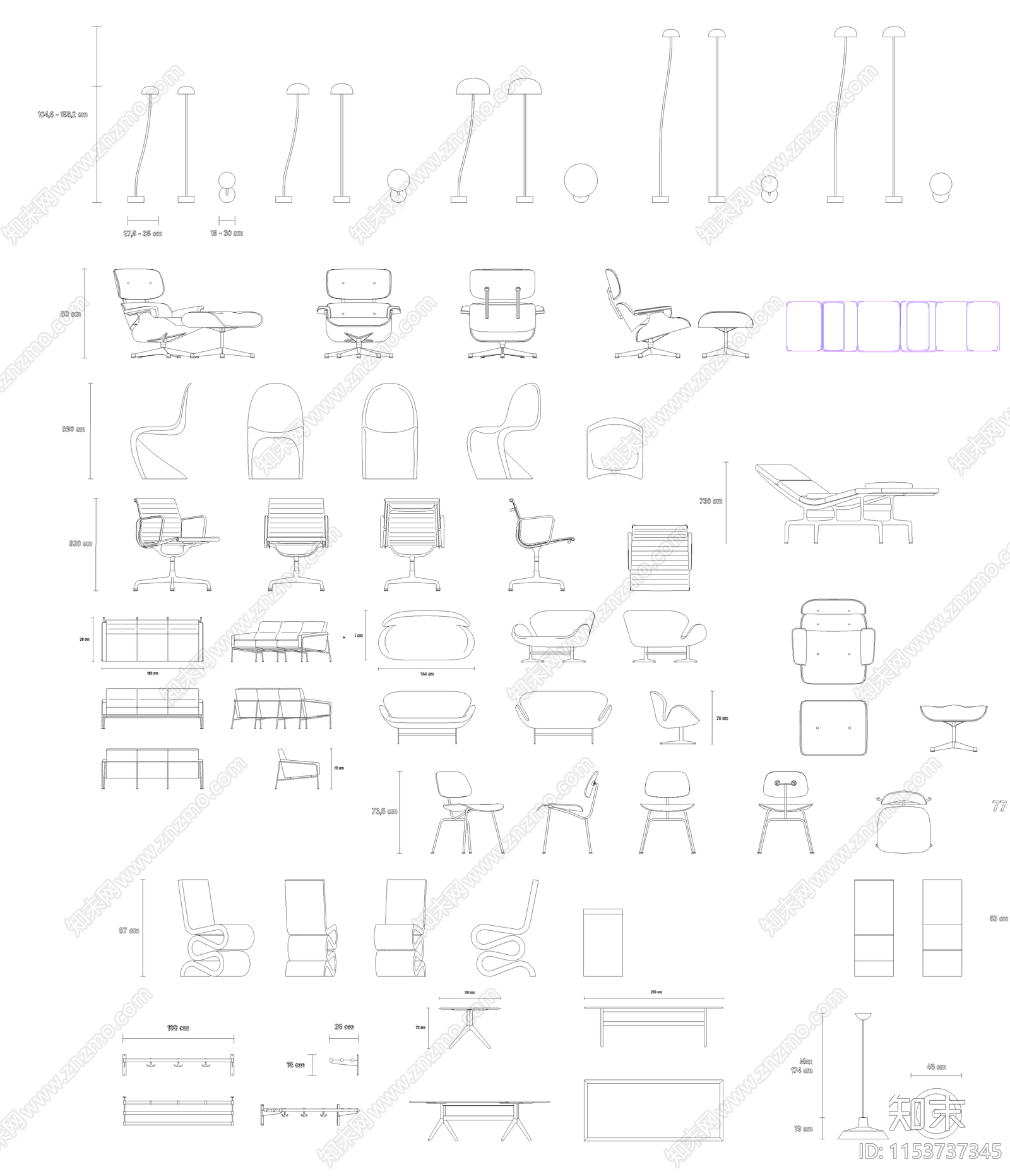 现代家具cad施工图下载【ID:1153737345】