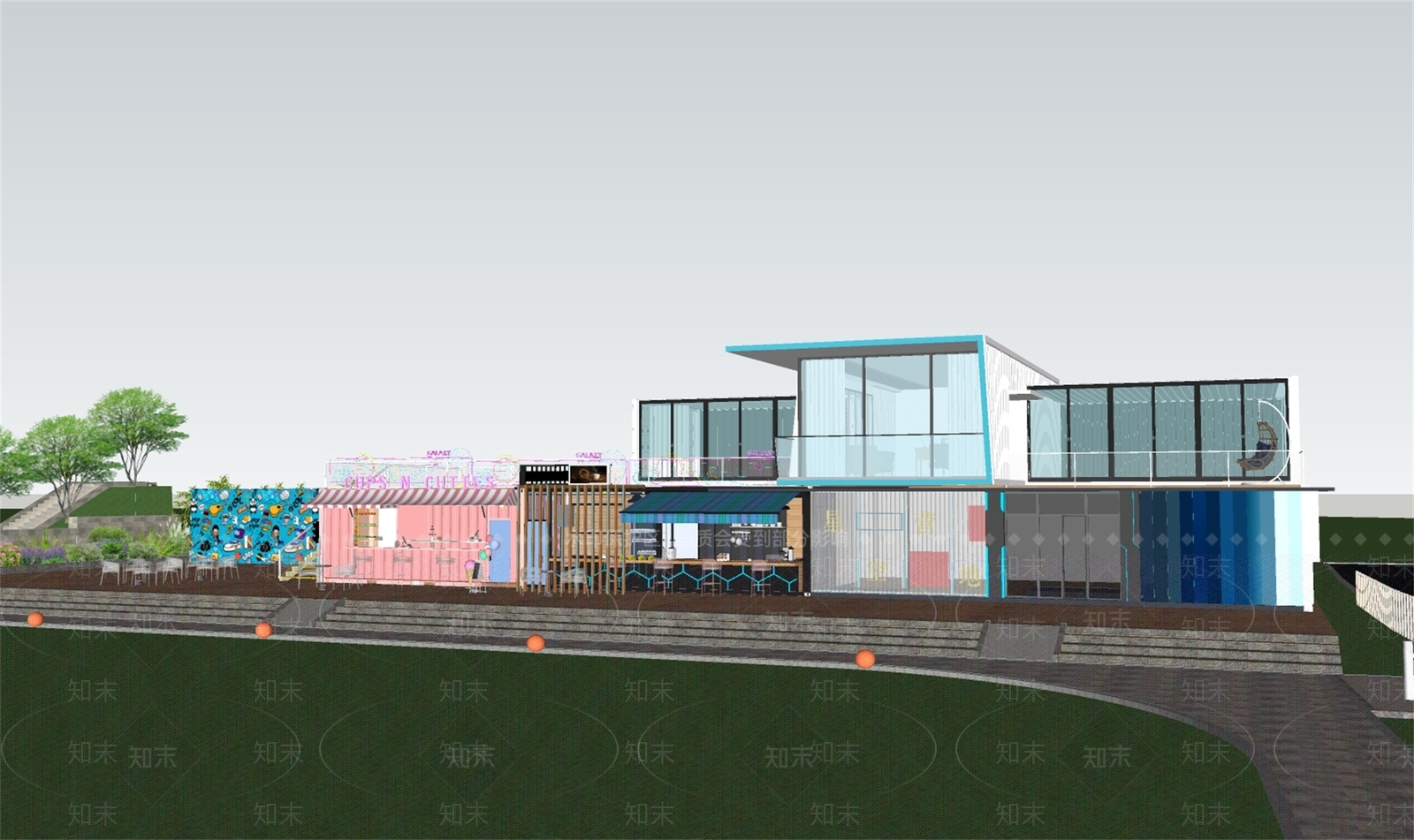 现代集装箱咖啡馆SU模型下载【ID:1153738666】