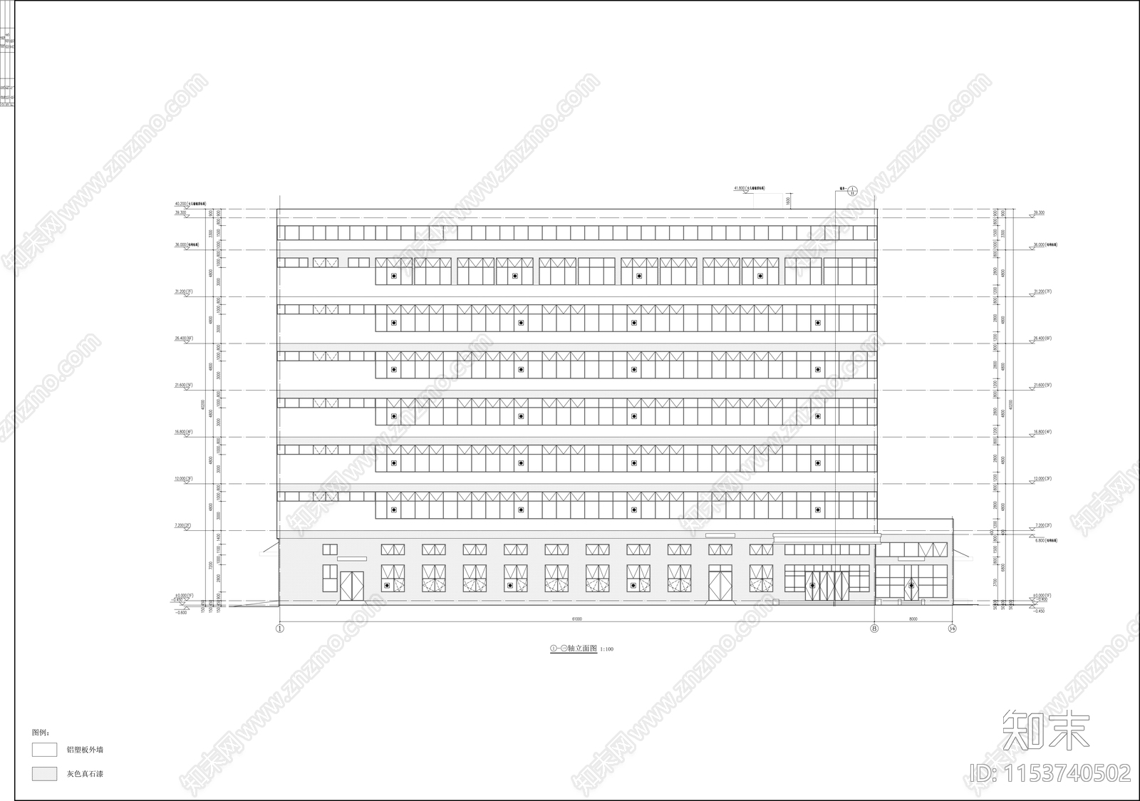 七层丙类车间建筑cad施工图下载【ID:1153740502】