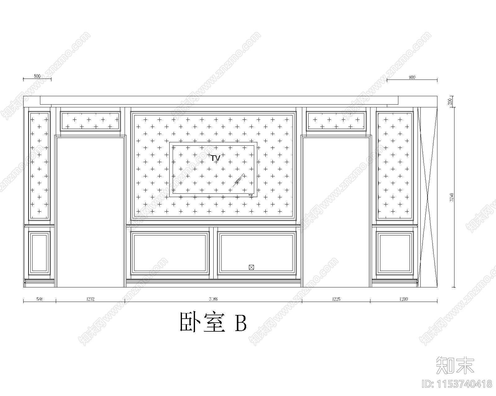 西安展厅卧室厅室内cad施工图下载【ID:1153740418】