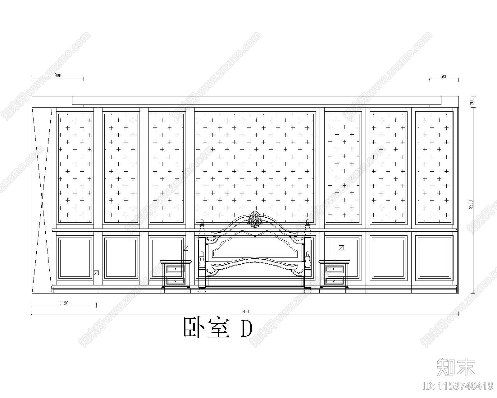 西安展厅卧室厅室内cad施工图下载【ID:1153740418】