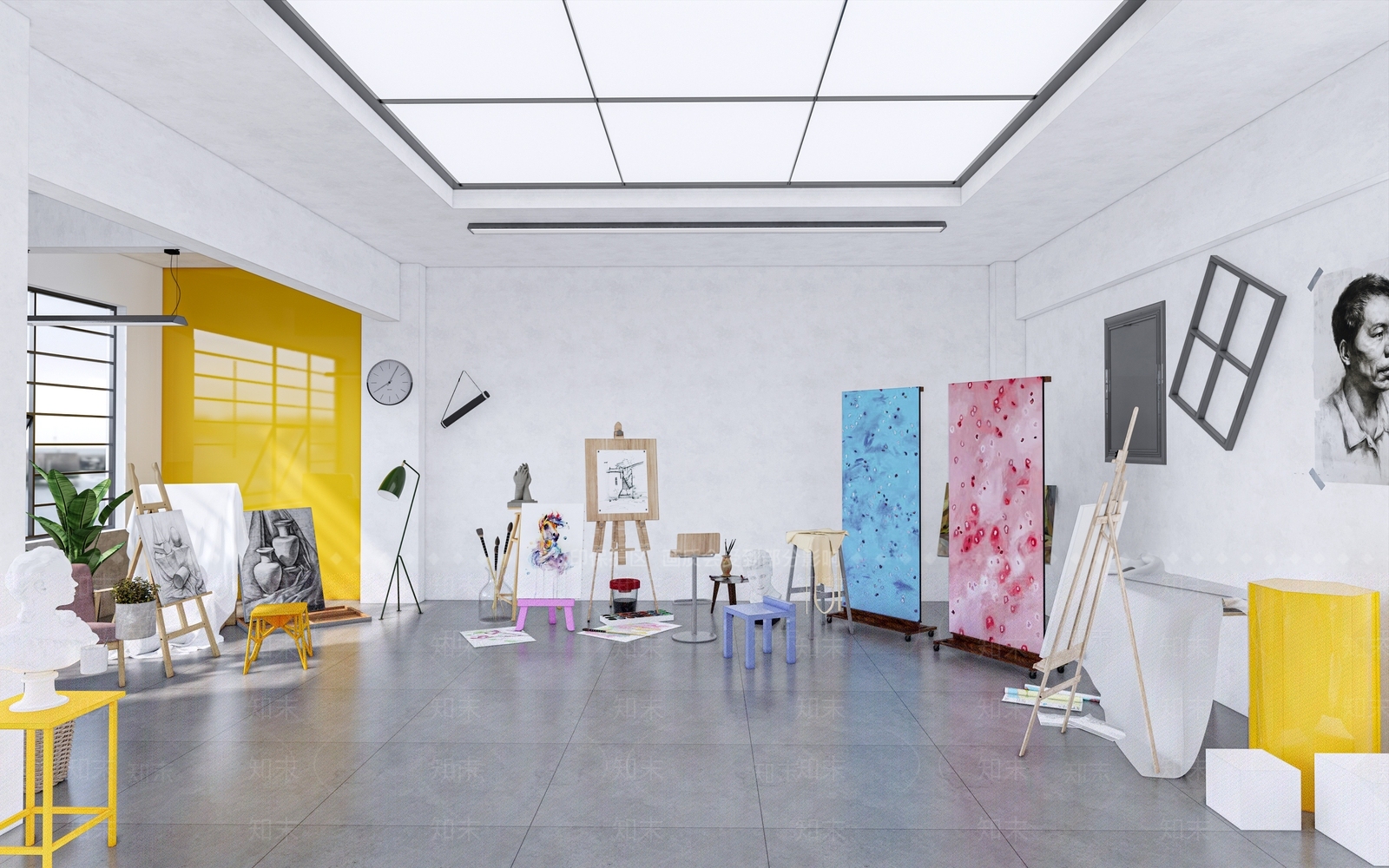 现代美术教室3D模型下载【ID:1153741438】