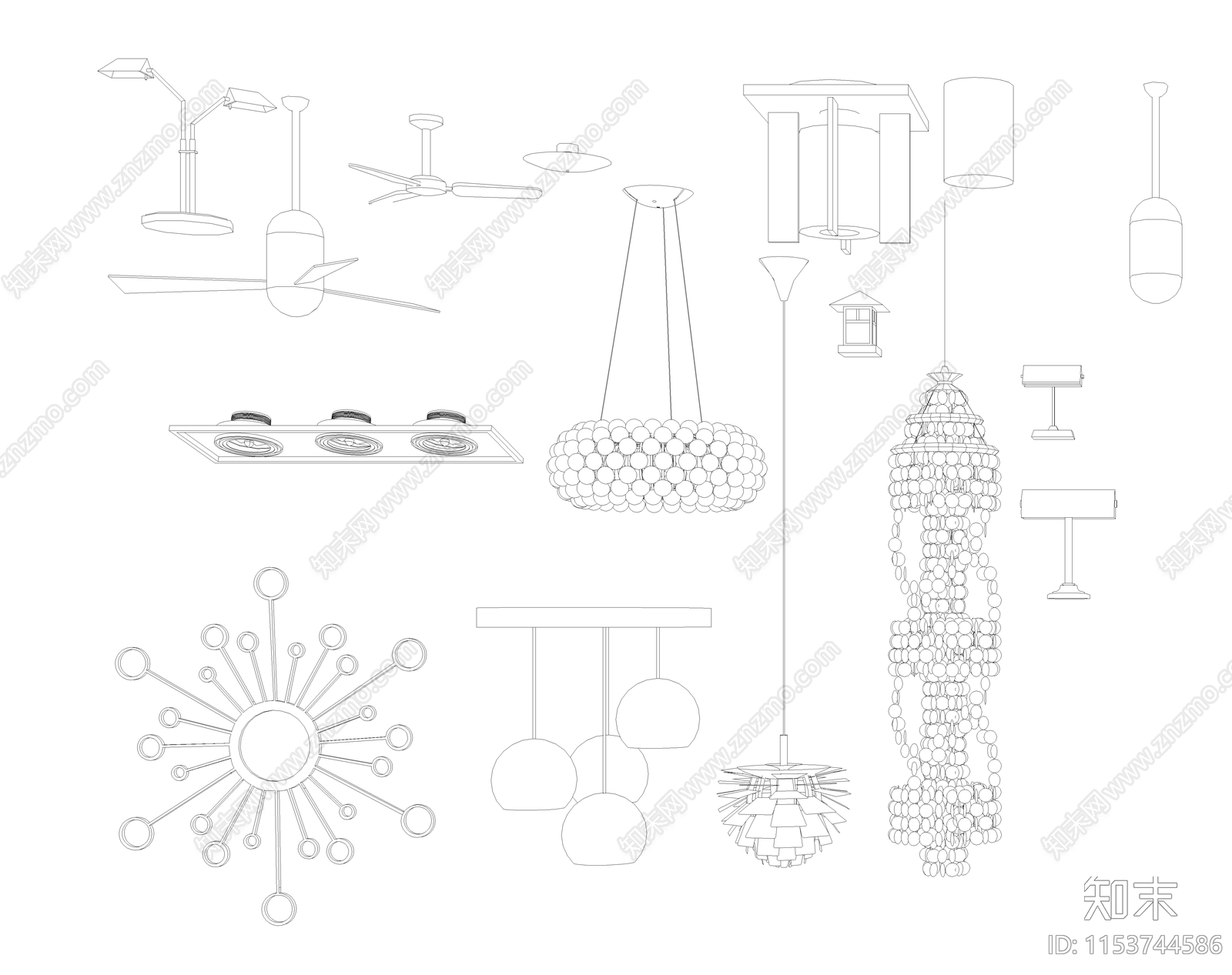 灯具cad施工图下载【ID:1153744586】