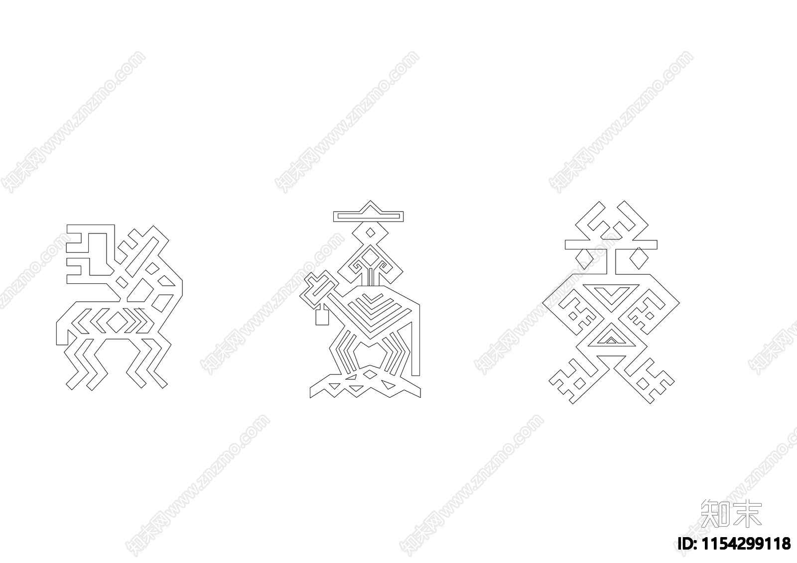 黎族民族标志cad施工图下载【ID:1154299118】