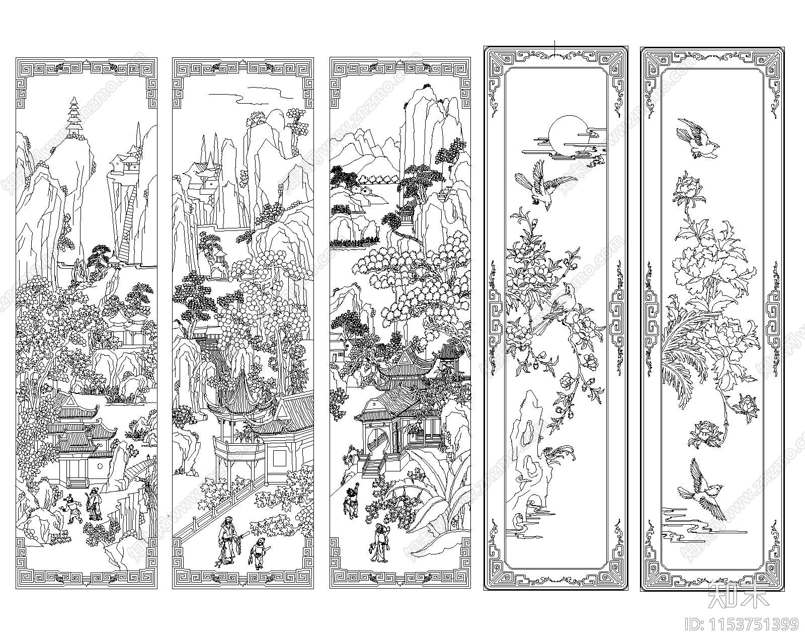 中式雕花图案施工图下载【ID:1153751399】