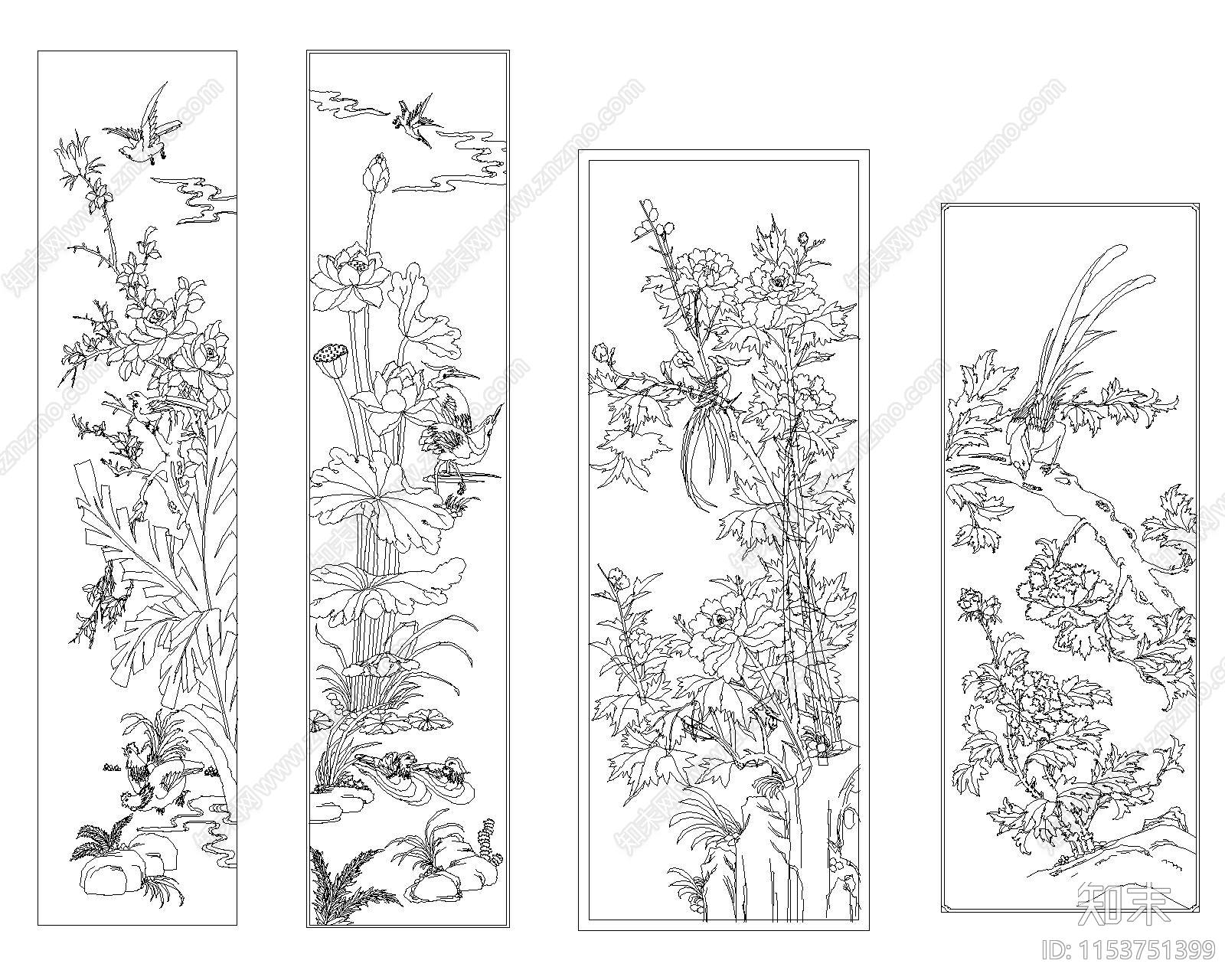 中式雕花图案cad施工图下载【ID:1153751399】