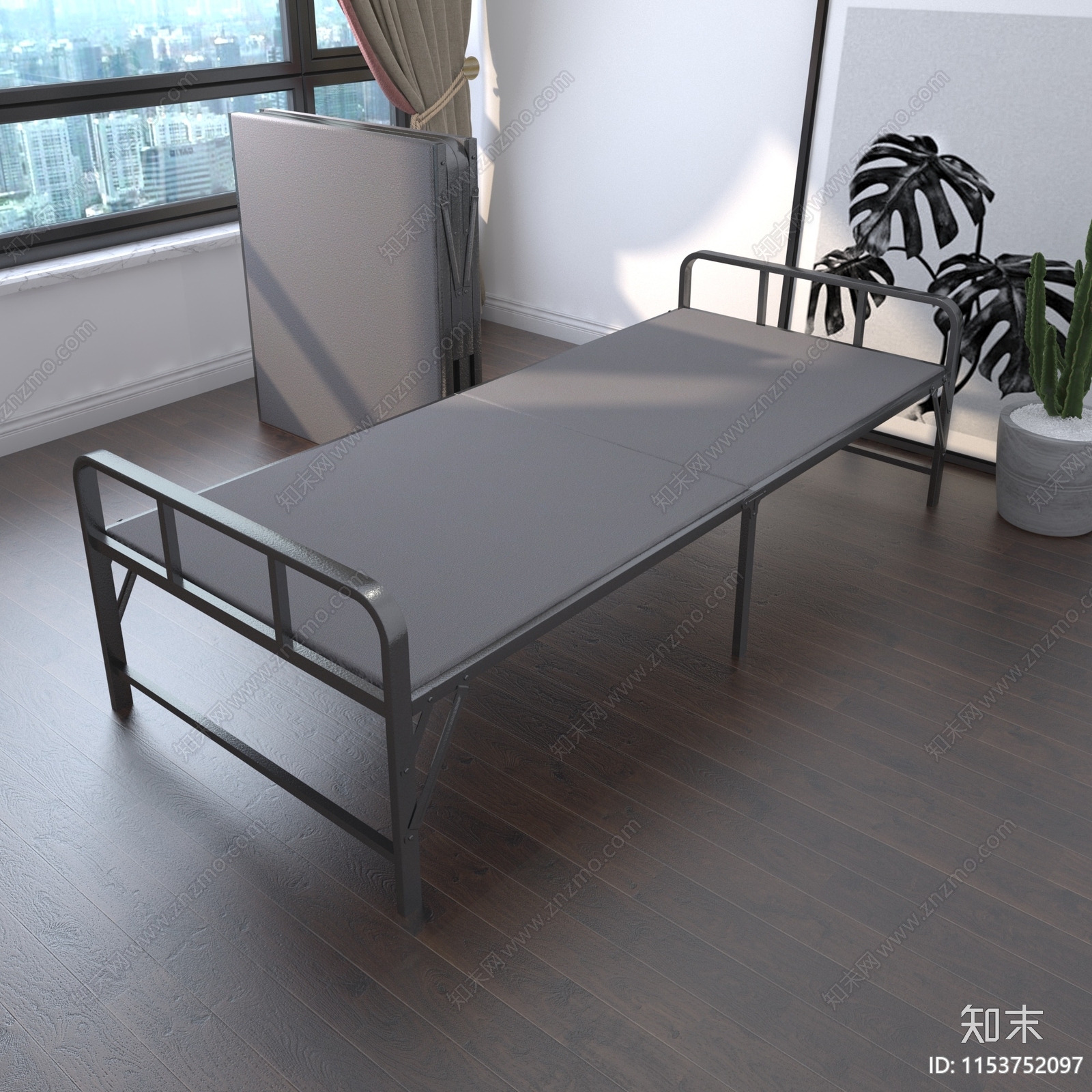 现代单人床3D模型下载【ID:1153752097】