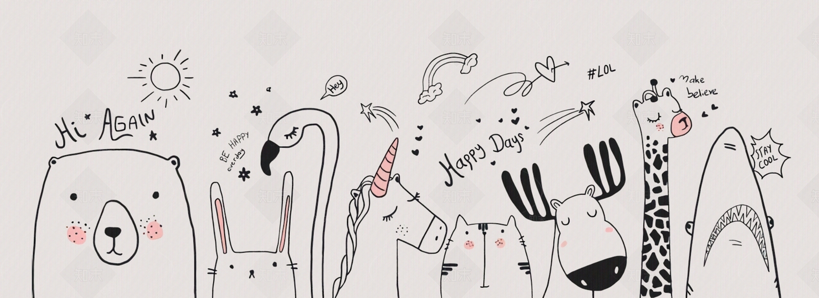 卡通动物壁纸贴图下载【ID:1153753148】