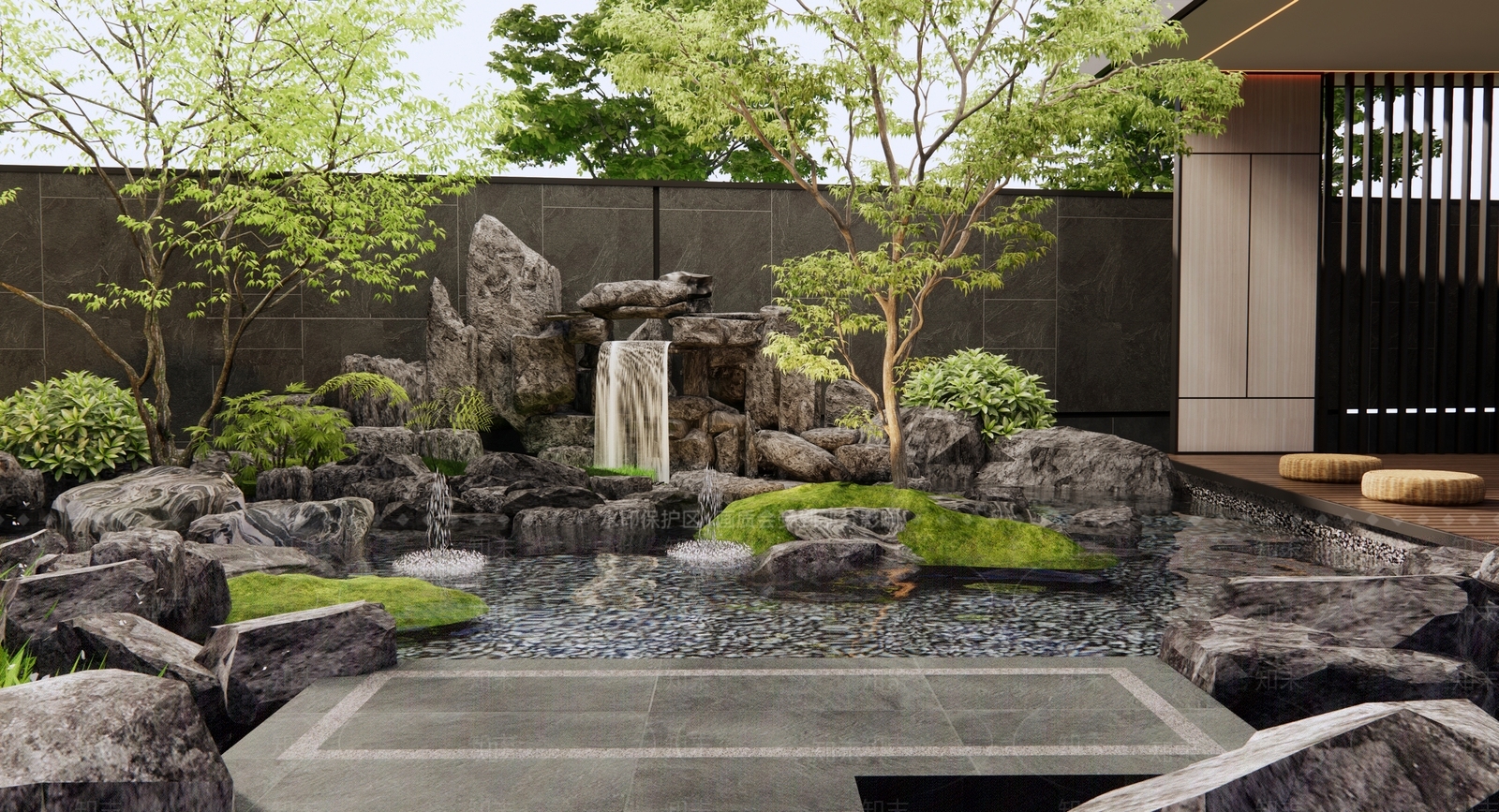 新中式假山水景3D模型下载【ID:1153757353】