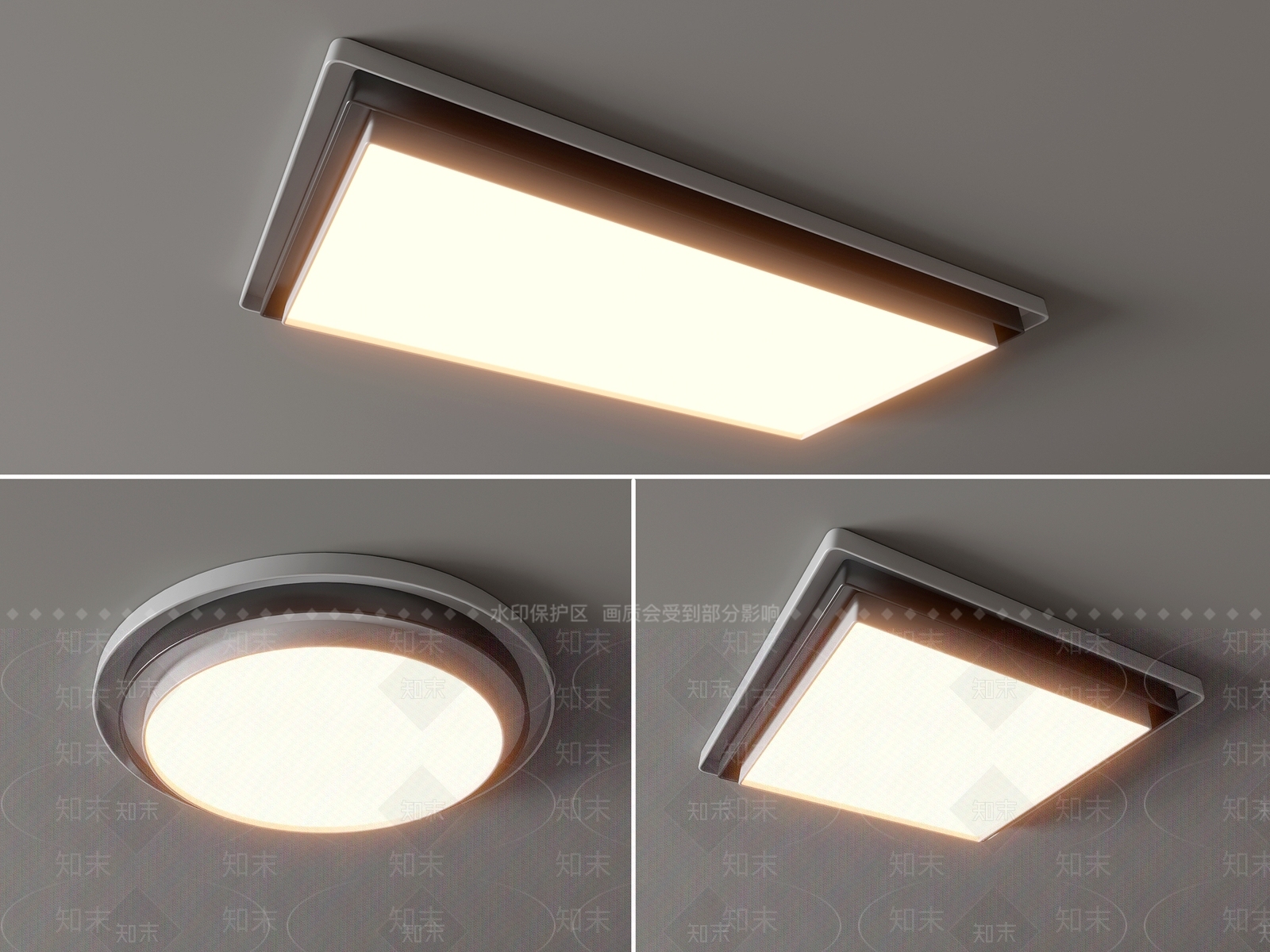 现代吸顶灯3D模型下载【ID:1153757366】