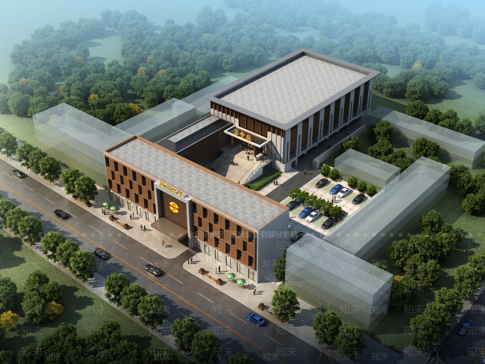 新中式饭店建筑SU模型下载【ID:1153757868】