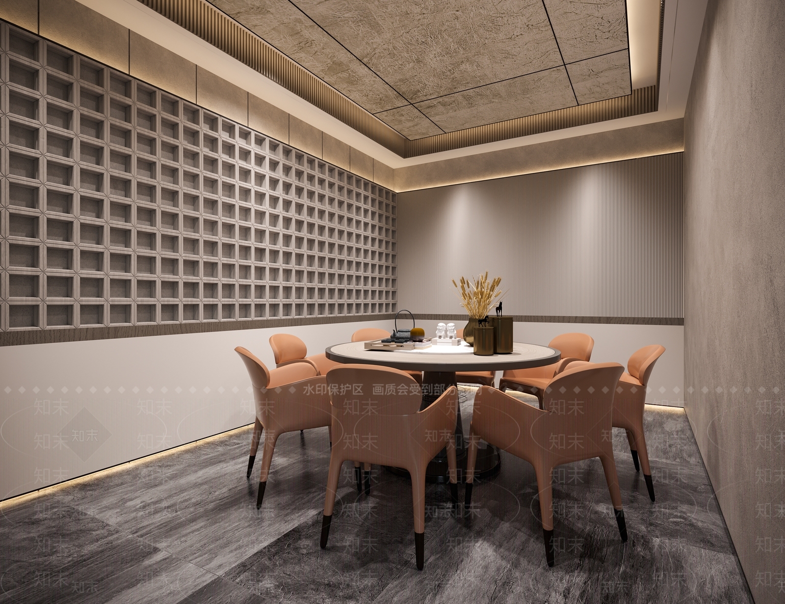 现代中古风酒店包间3D模型下载【ID:1153759000】