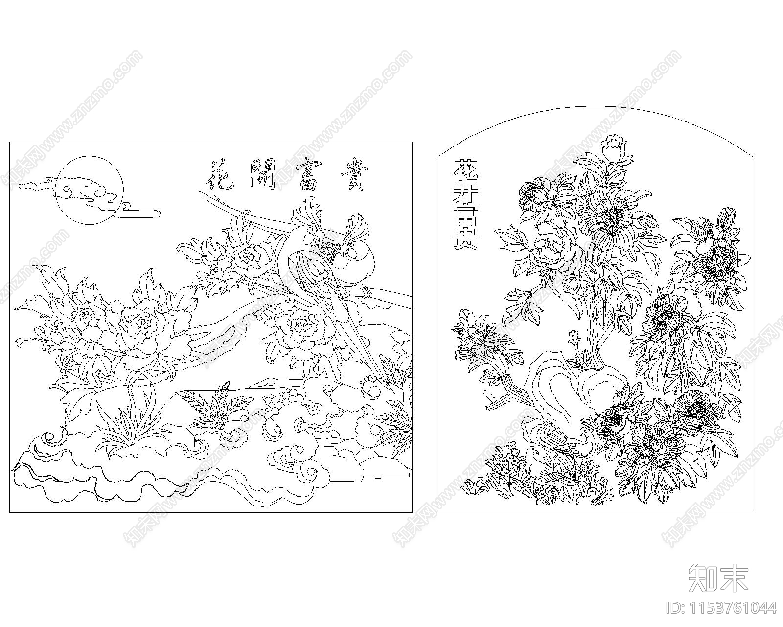 富贵花开国色天香牡丹花图集cad施工图下载【ID:1153761044】