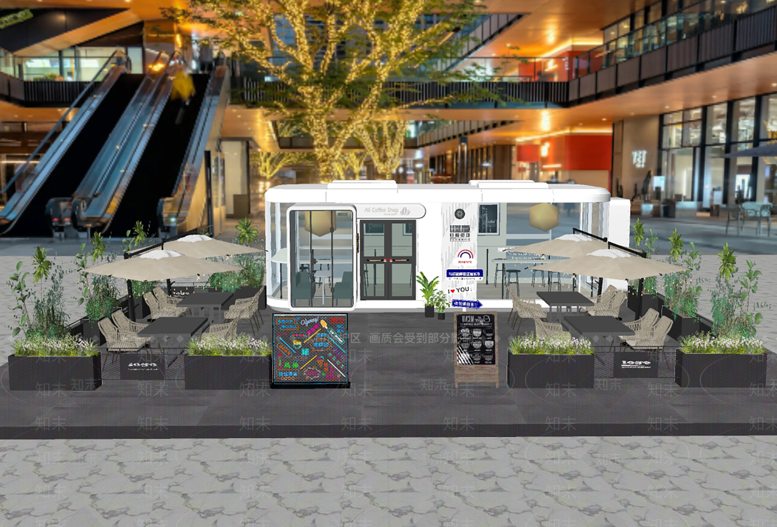 现代太空舱餐饮建筑SU模型下载【ID:1153761642】