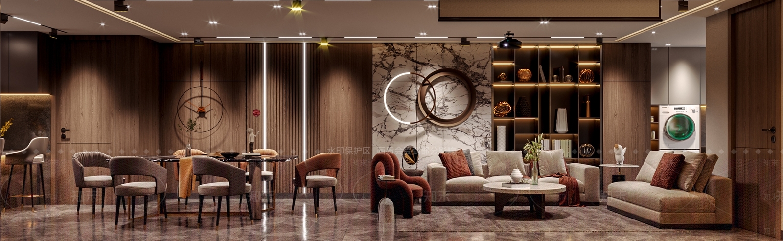 现代港式轻奢客餐厅3D模型下载【ID:1153764175】