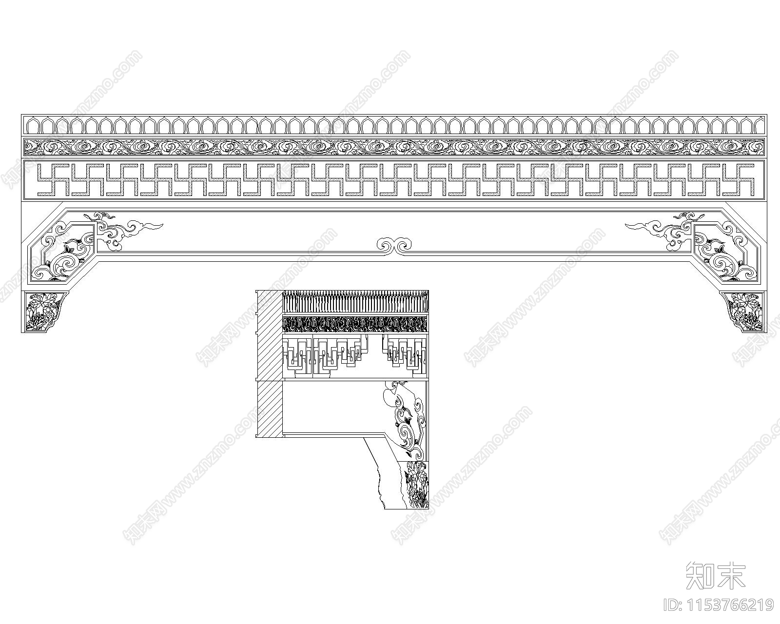 寺庙雕刻图库cad施工图下载【ID:1153766219】