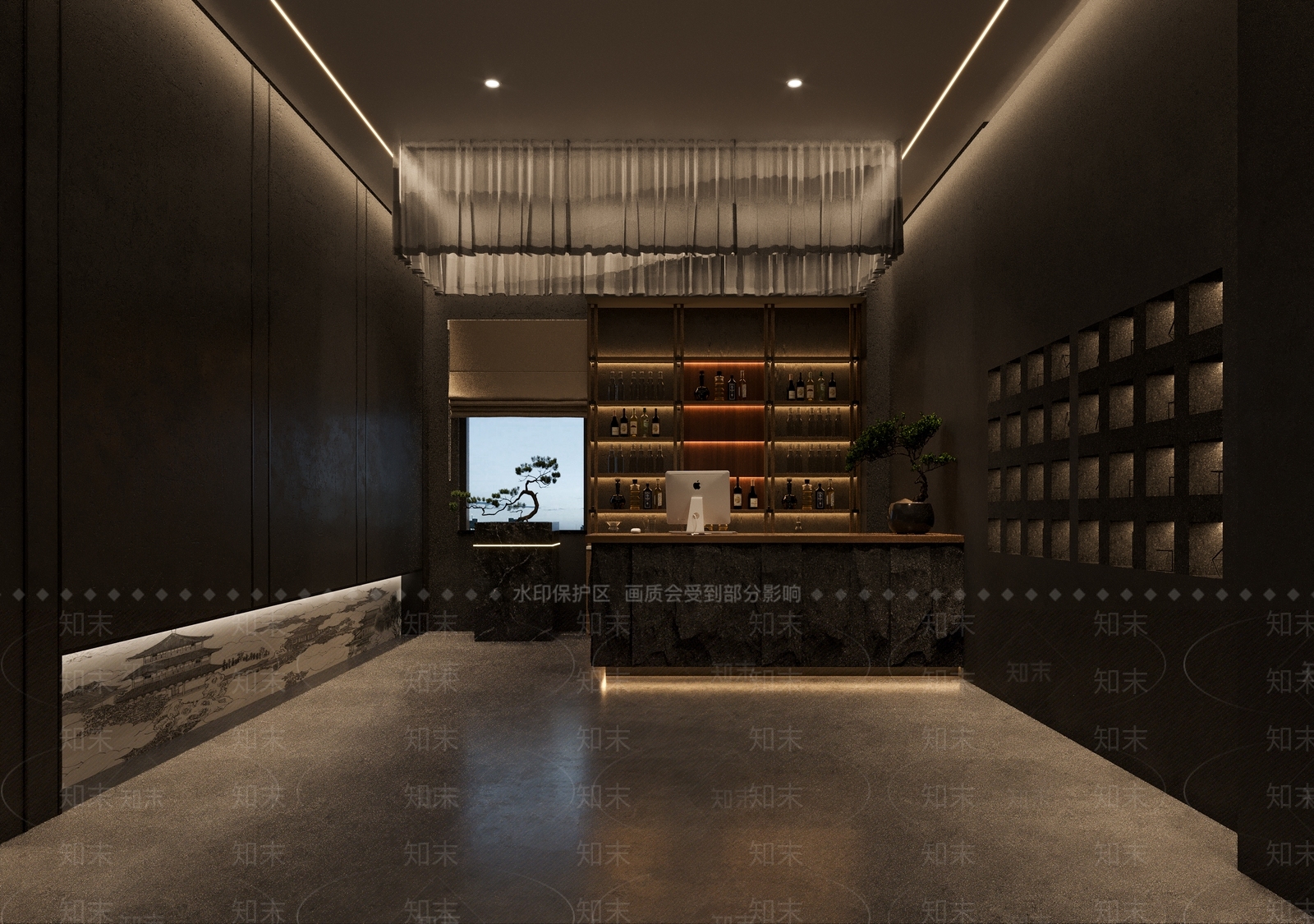 新中式中餐厅前台3D模型下载【ID:1153769640】