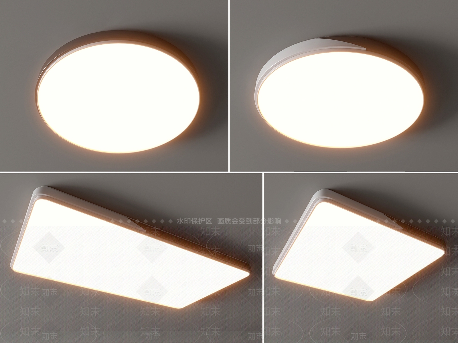 现代吸顶灯3D模型下载【ID:1153769831】
