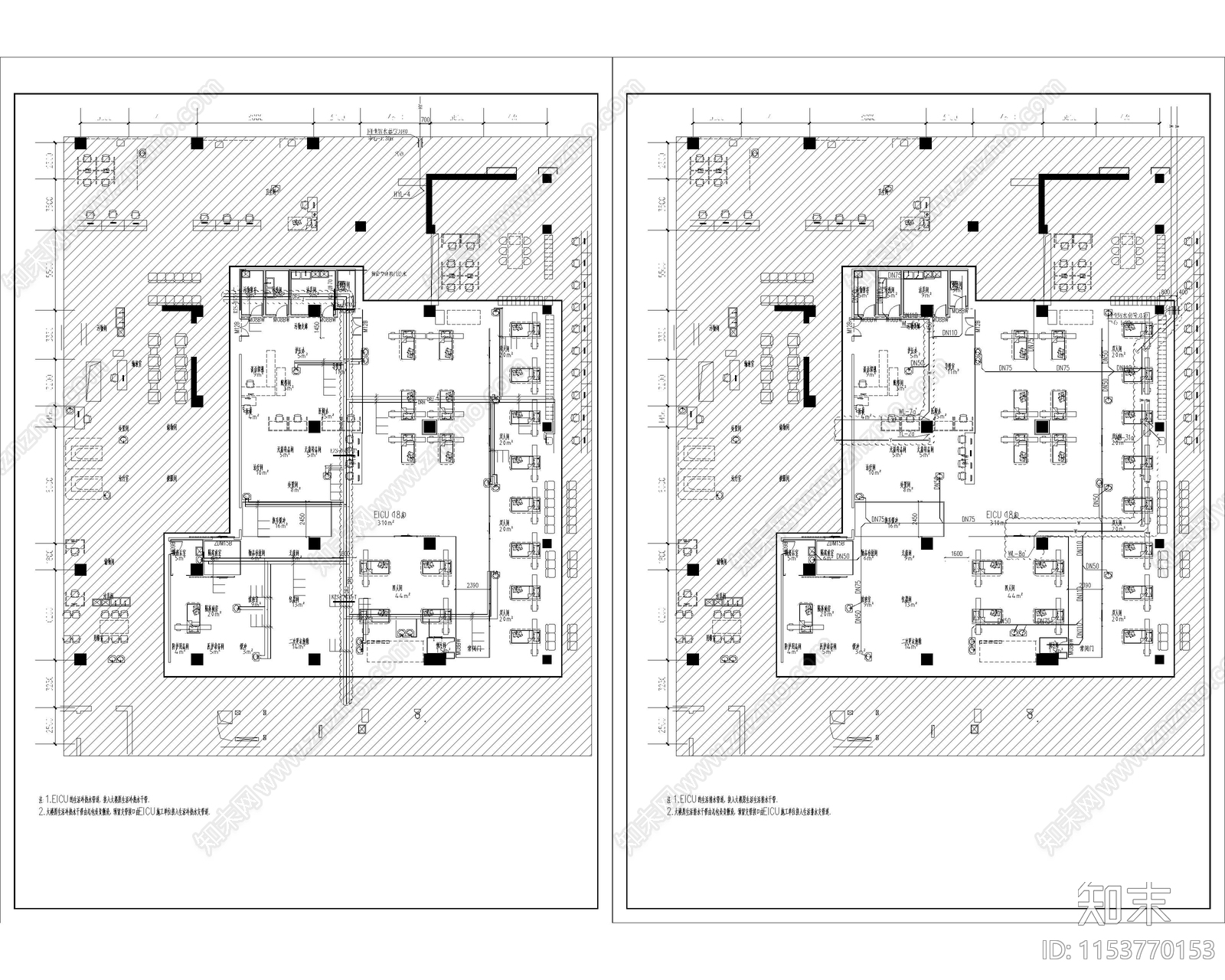 医院建筑大楼给排水全cad施工图下载【ID:1153770153】